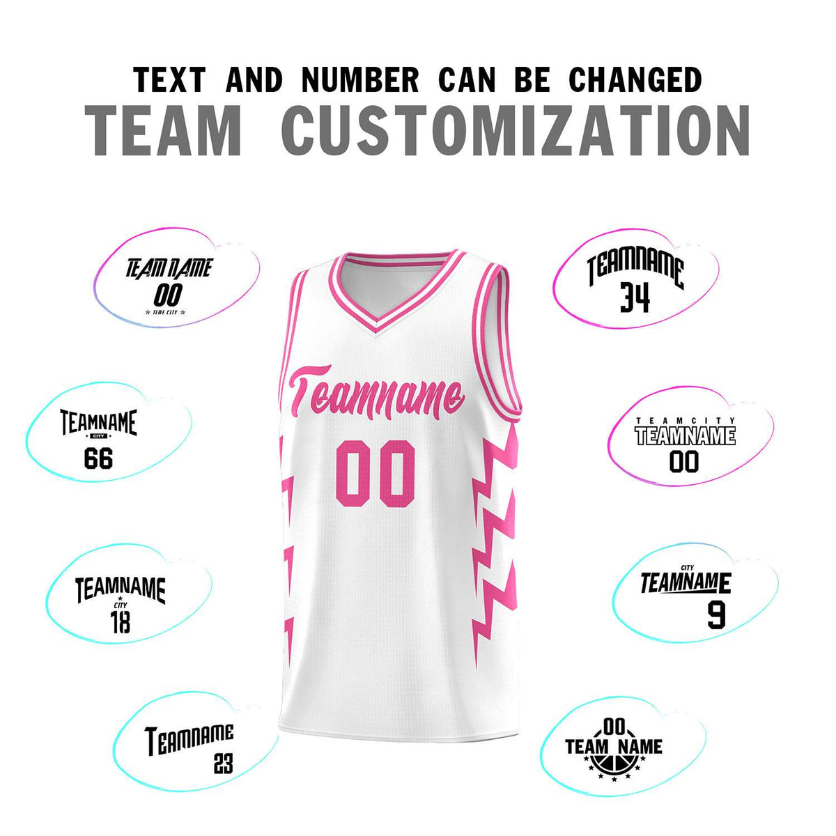 Custom White Side Lightning Pattern Sports Uniform Basketball Jersey
