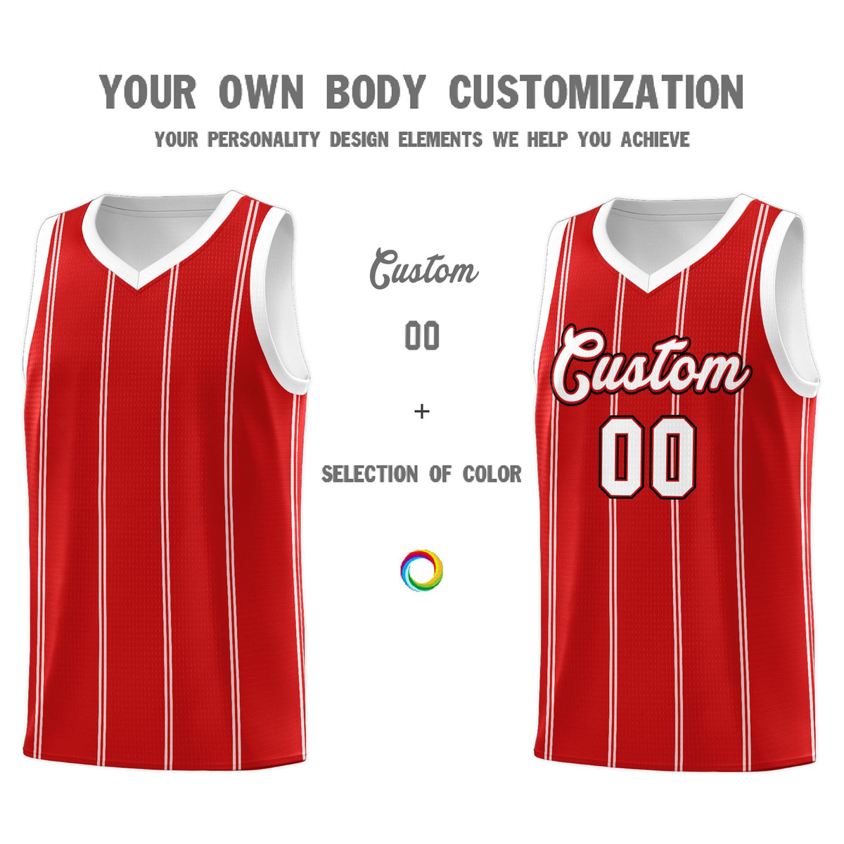 Custom Red White Black Vertical Stripes Single Sided Sets Basketball Jersey | For Men,Stitched,Perfect for Training,Add Name and Numbern | KXKSHOP