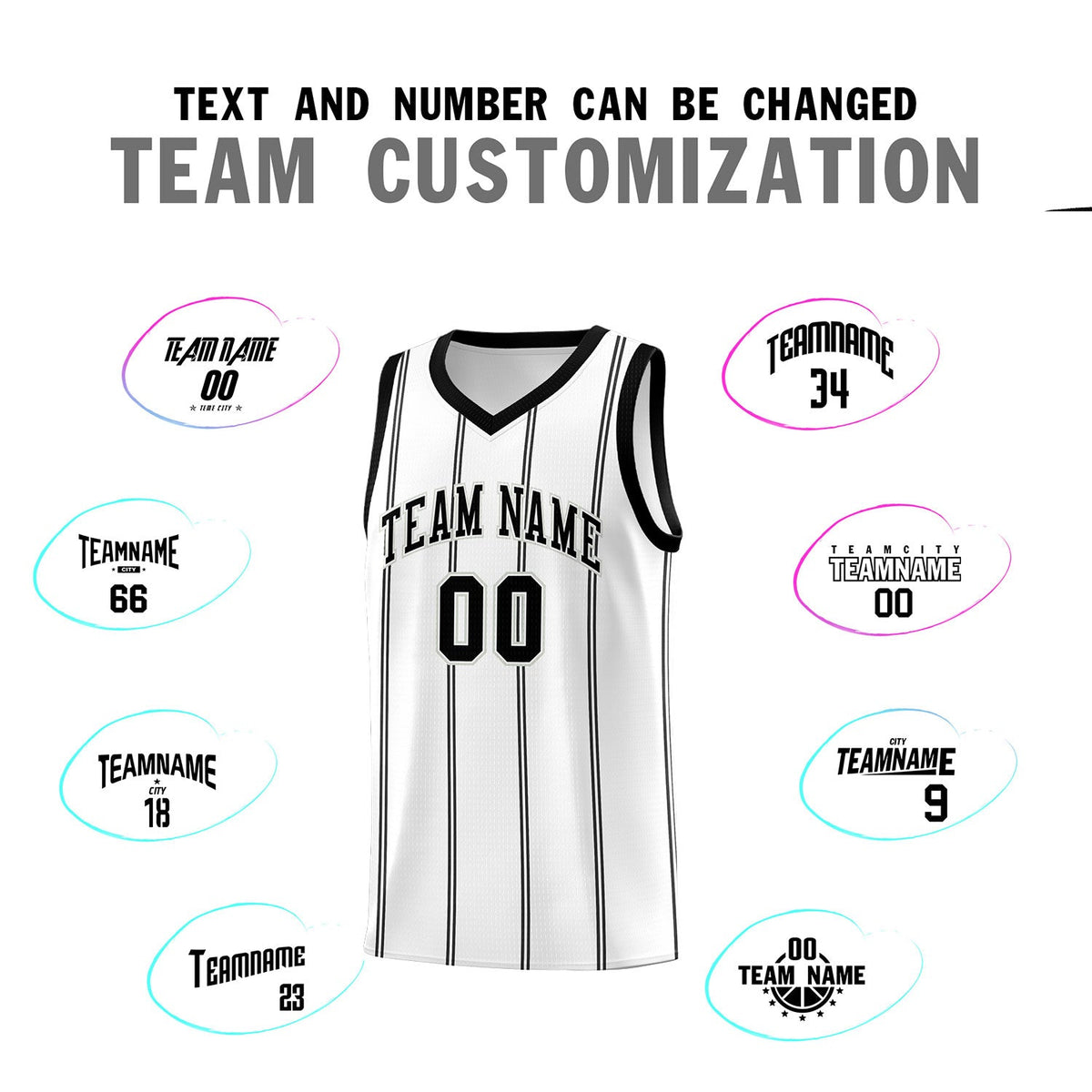Custom White Black Gray Vertical Stripes Single Sided Sets Basketball Jersey | For Men,Stitched,Perfect for Training,Add Name and Numbern | KXKSHOP