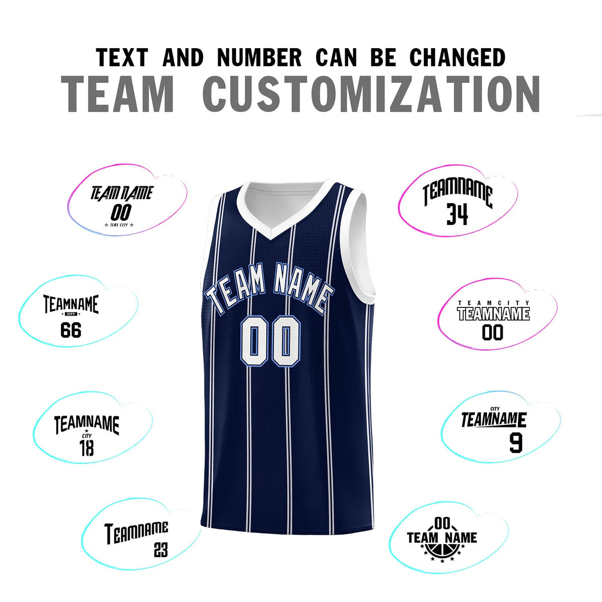 Custom Navy White Light Blue Vertical Stripes Single Sided Sets Basketball Jersey | For Men,Stitched,Perfect for Training,Add Name and Numbern | KXKSHOP