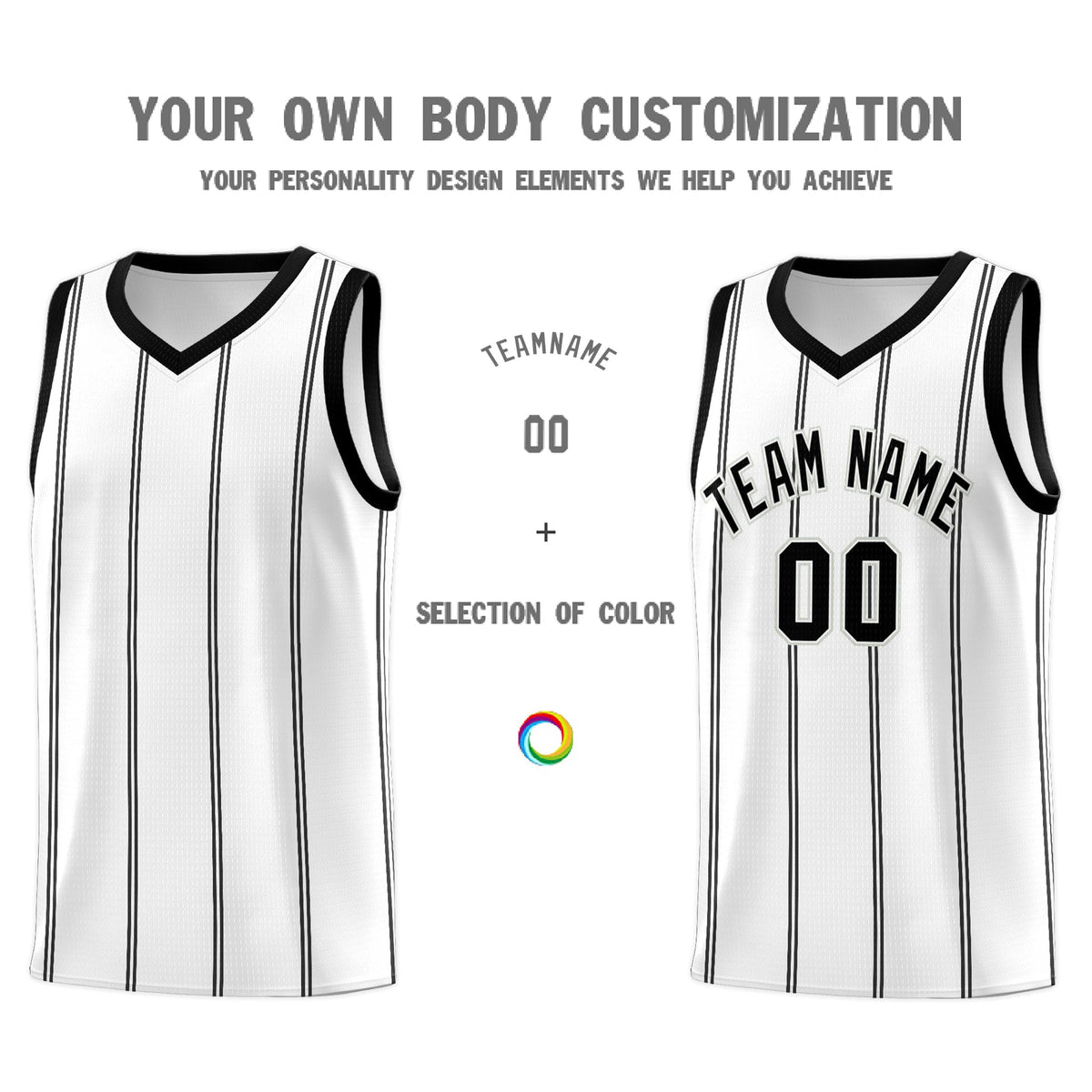 Custom White Black Gray Vertical Stripes Single Sided Sets Basketball Jersey | For Men,Stitched,Perfect for Training,Add Name and Numbern | KXKSHOP