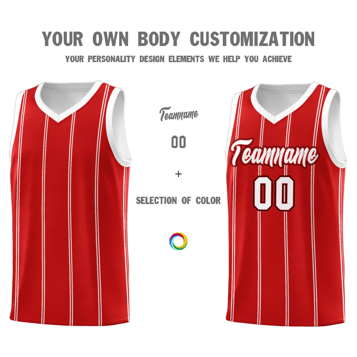Custom Red White Black Vertical Stripes Single Sided Sets Basketball Jersey | For Men,Stitched,Perfect for Training,Add Name and Numbern | KXKSHOP