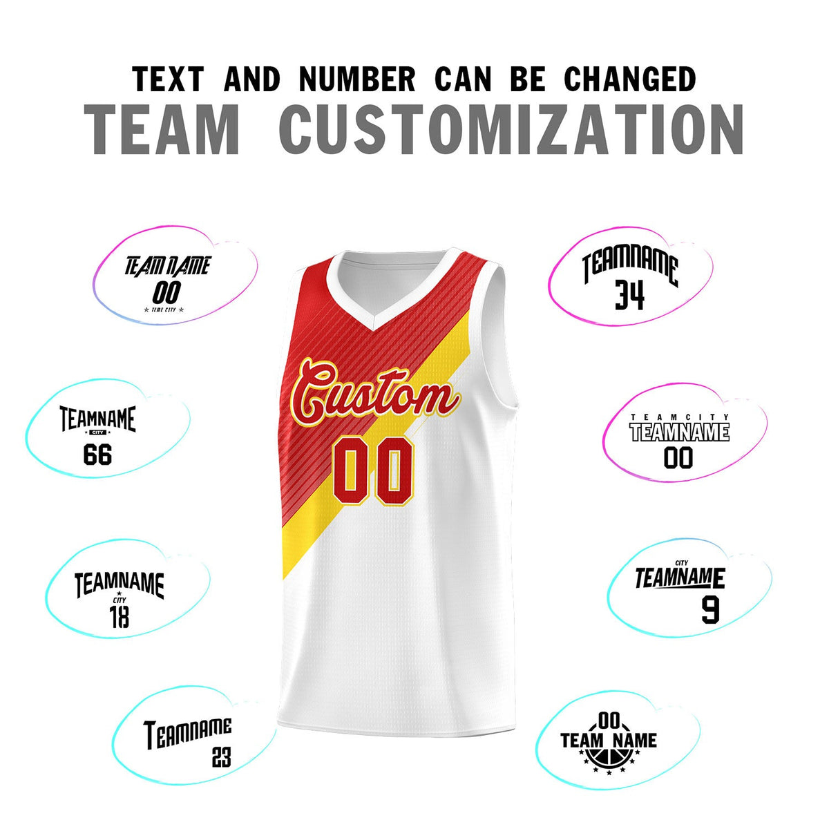 Custom Red Gold White Diagonal Stripes Color Block Sets Basketball Jersey | For Men,Perfect for Teams,Perfect for Coaches,Sublimation Printed,For Kid,For Youth | KXKSHOP