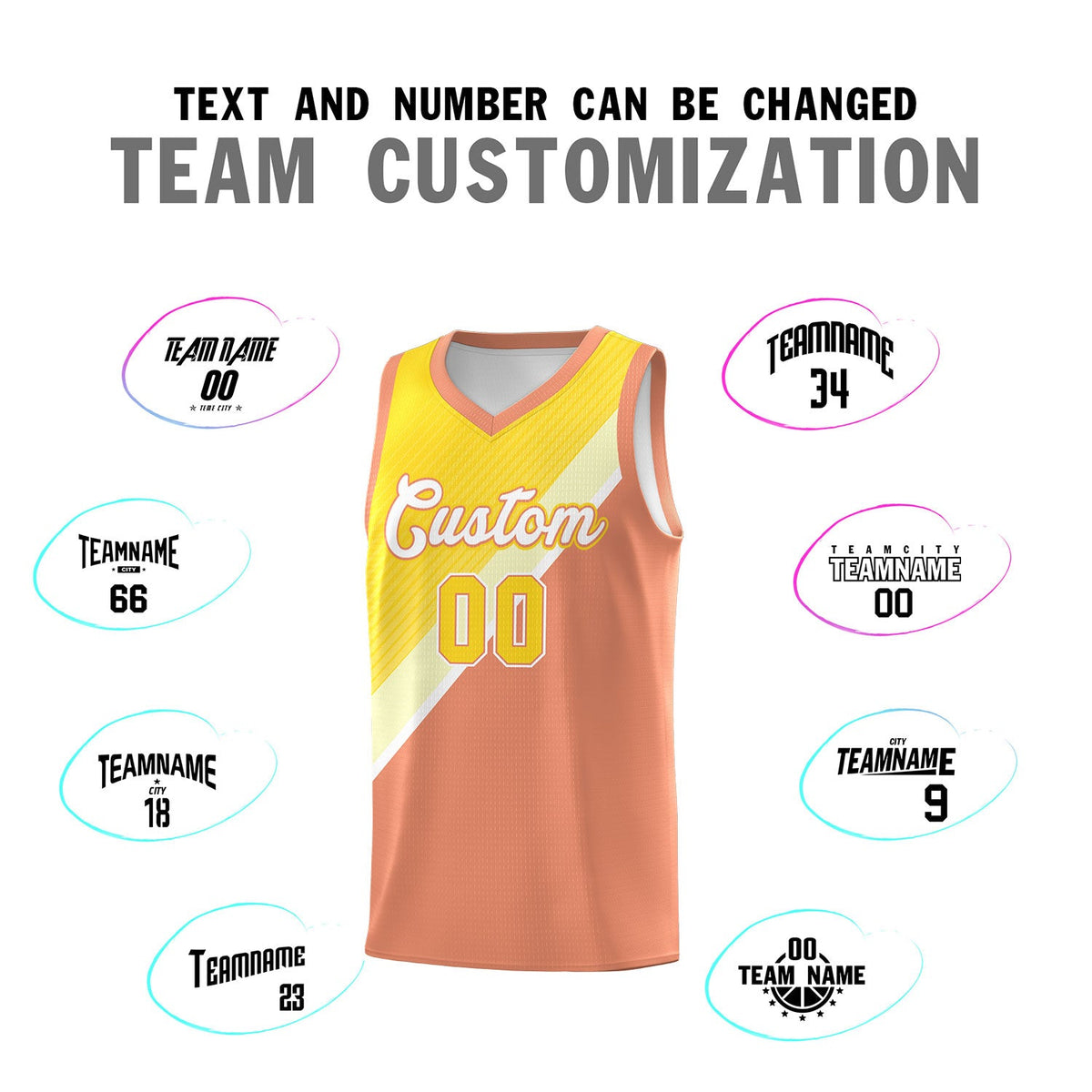 Custom Light Orange Gold Diagonal Stripes Color Block Sets Basketball Jersey | For Men,Perfect for Teams,Perfect for Coaches,Sublimation Printed,For Kid,For Youth | KXKSHOP