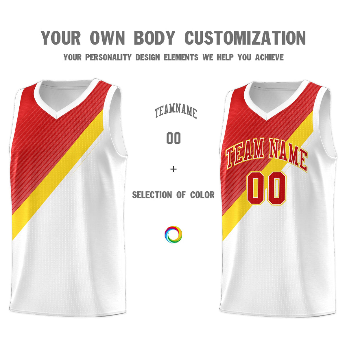 Custom Red Gold White Diagonal Stripes Color Block Sets Basketball Jersey | For Men,Perfect for Teams,Perfect for Coaches,Sublimation Printed,For Kid,For Youth | KXKSHOP