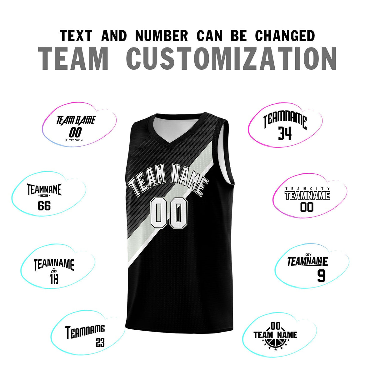 Custom Black Gray White Diagonal Stripes Color Block Sets Basketball Jersey | For Men,Perfect for Teams,Perfect for Coaches,Sublimation Printed,For Kid,For Youth | KXKSHOP