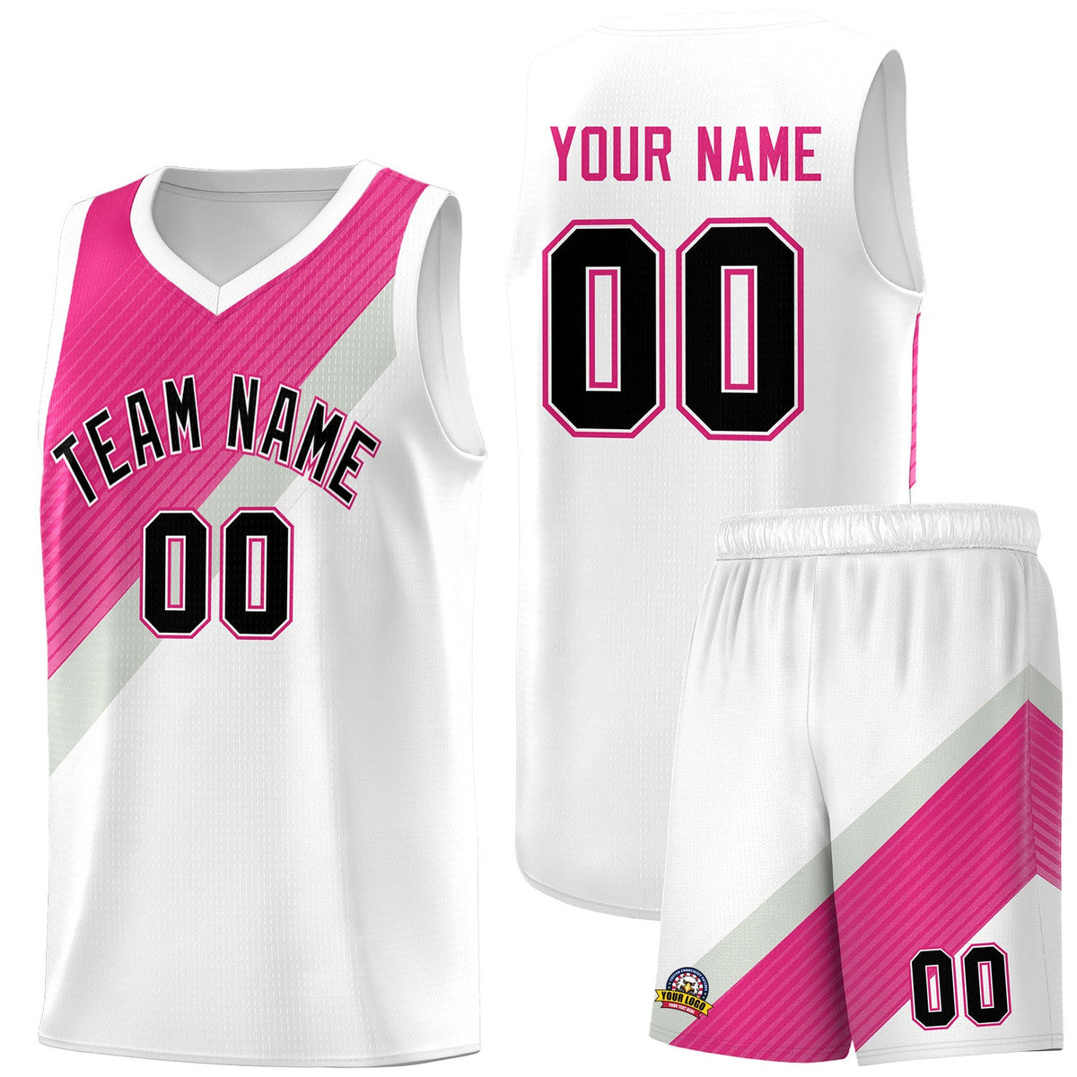 Custom White Rose Red Sky Blue Gray Diagonal Stripes Color Block Sets Basketball Jersey | For Men,Perfect for Teams,Perfect for Coaches,Sublimation Printed,For Kid,For Youth | KXKSHOP