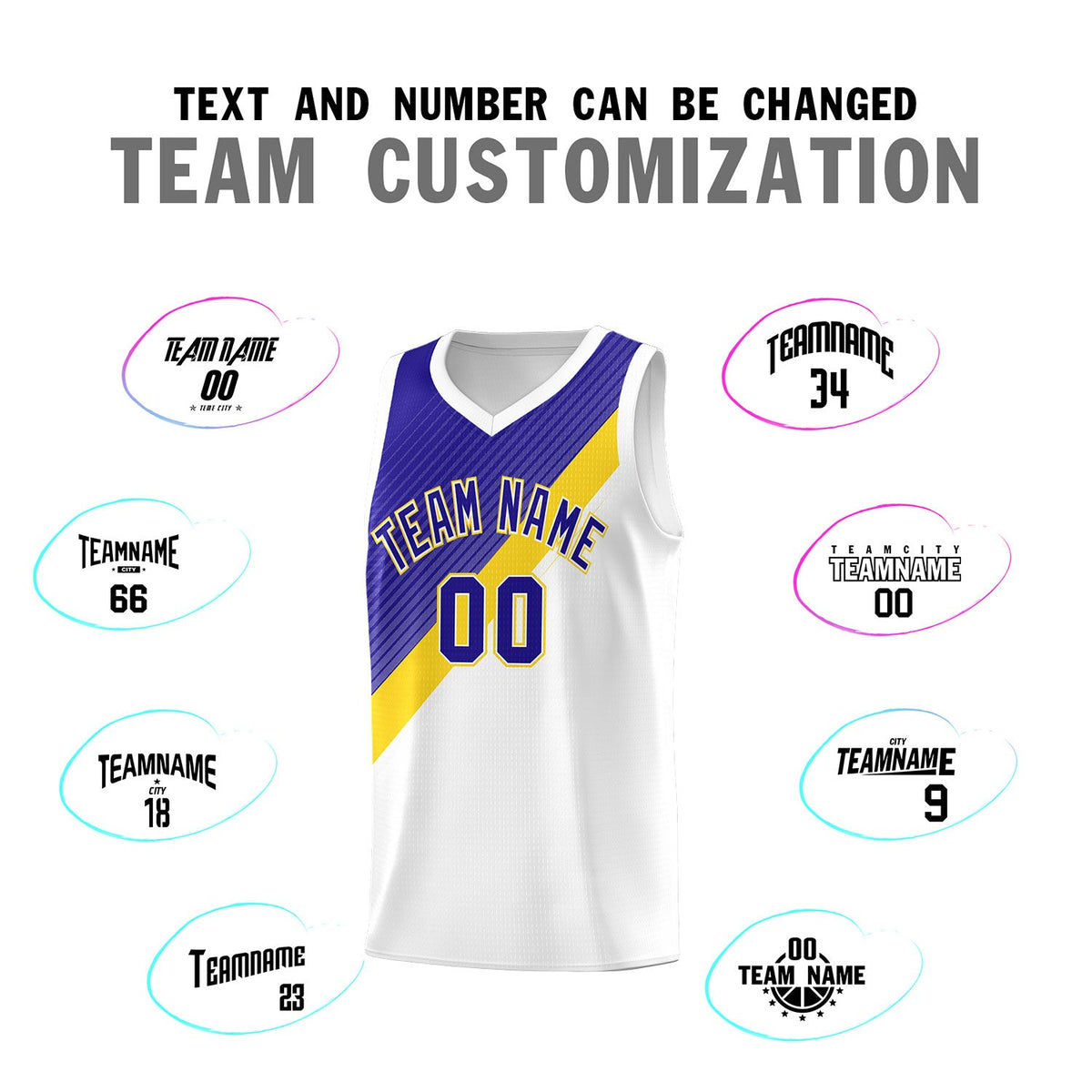 Custom White Royal Gold Diagonal Stripes Color Block Sets Basketball Jersey | For Men,Perfect for Teams,Perfect for Coaches,Sublimation Printed,For Kid,For Youth | KXKSHOP