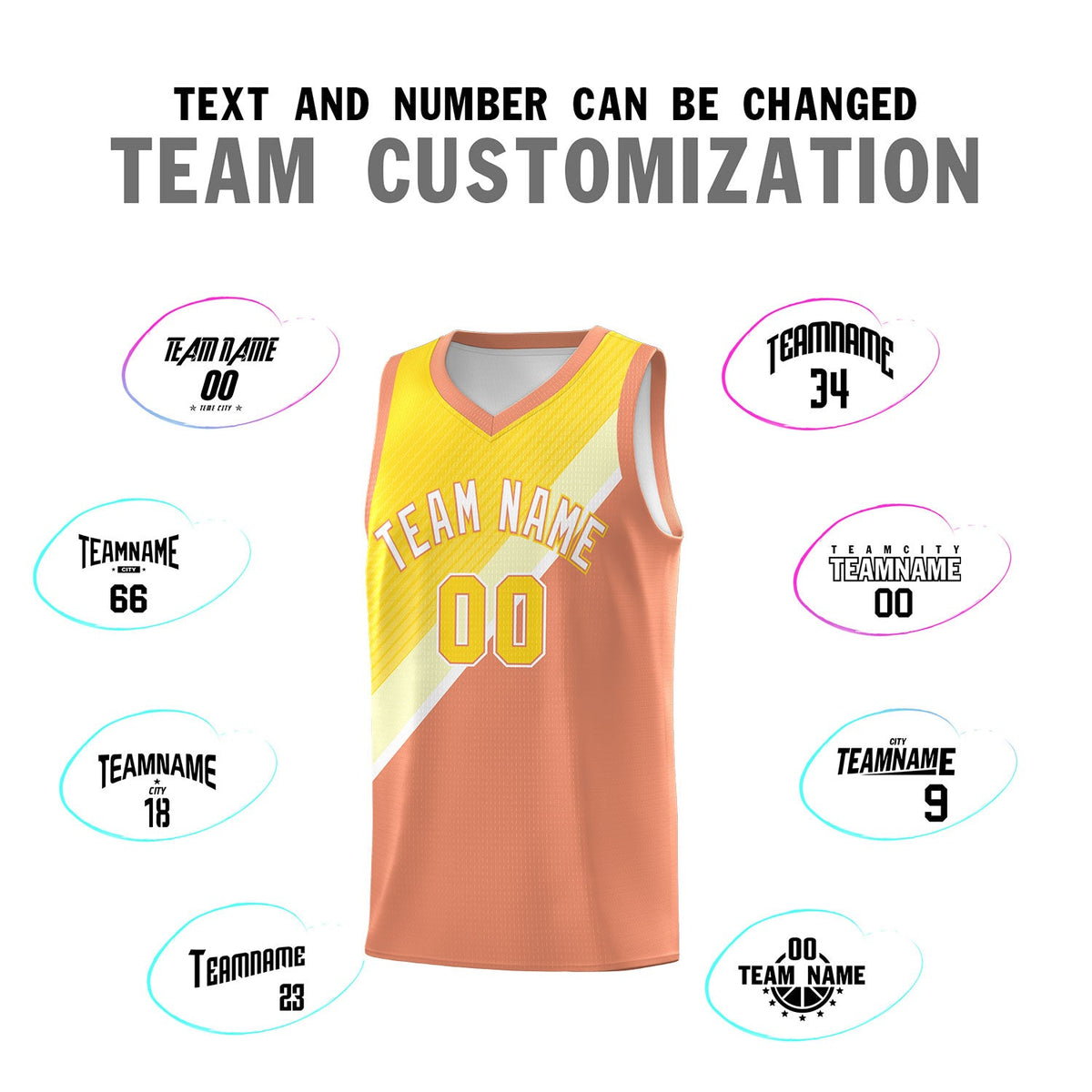 Custom Light Orange Gold Diagonal Stripes Color Block Sets Basketball Jersey | For Men,Perfect for Teams,Perfect for Coaches,Sublimation Printed,For Kid,For Youth | KXKSHOP