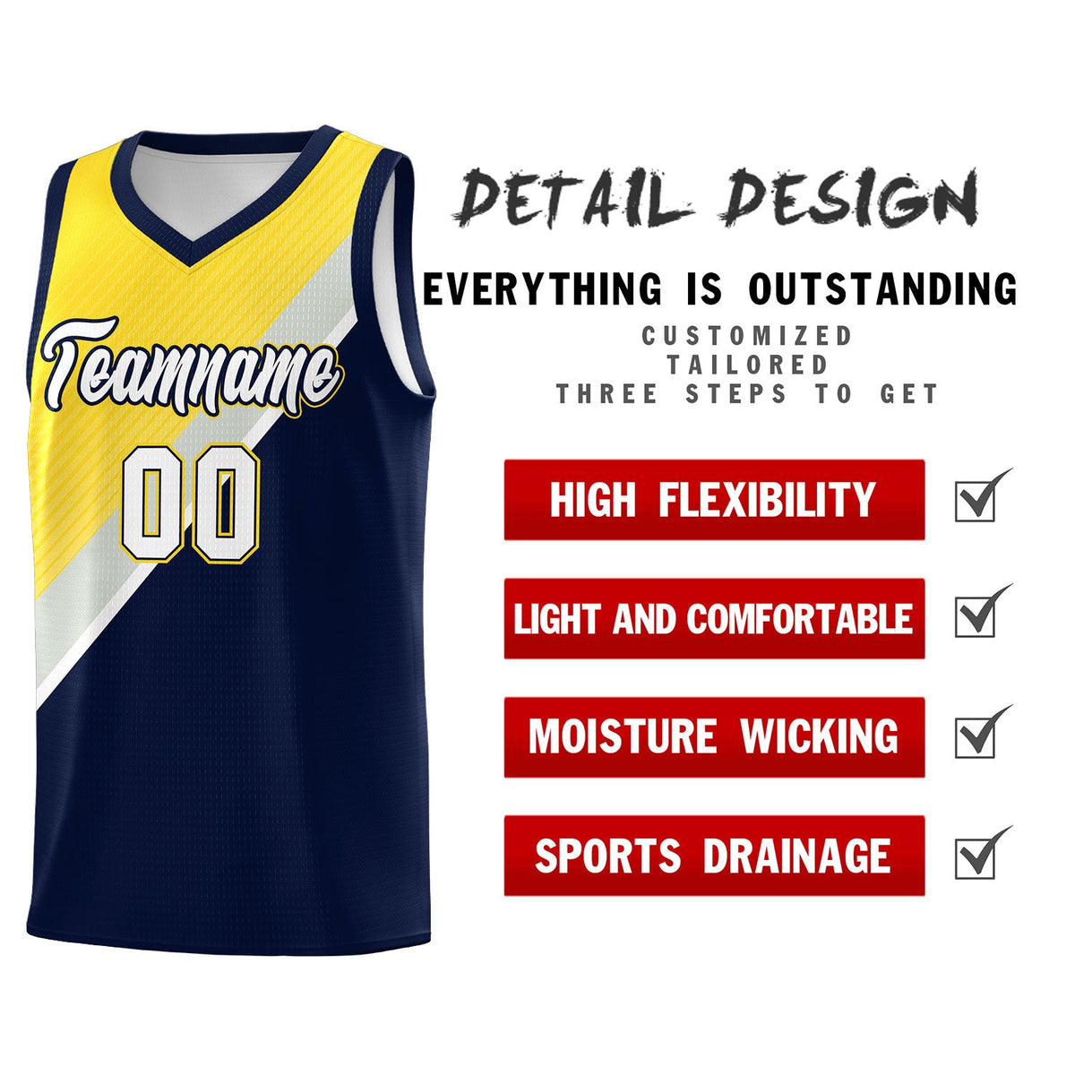 Custom Navy Gold Gray Diagonal Stripes Color Block Sets Basketball Jersey | For Men,Perfect for Teams,Perfect for Coaches,Sublimation Printed,For Kid,For Youth | KXKSHOP
