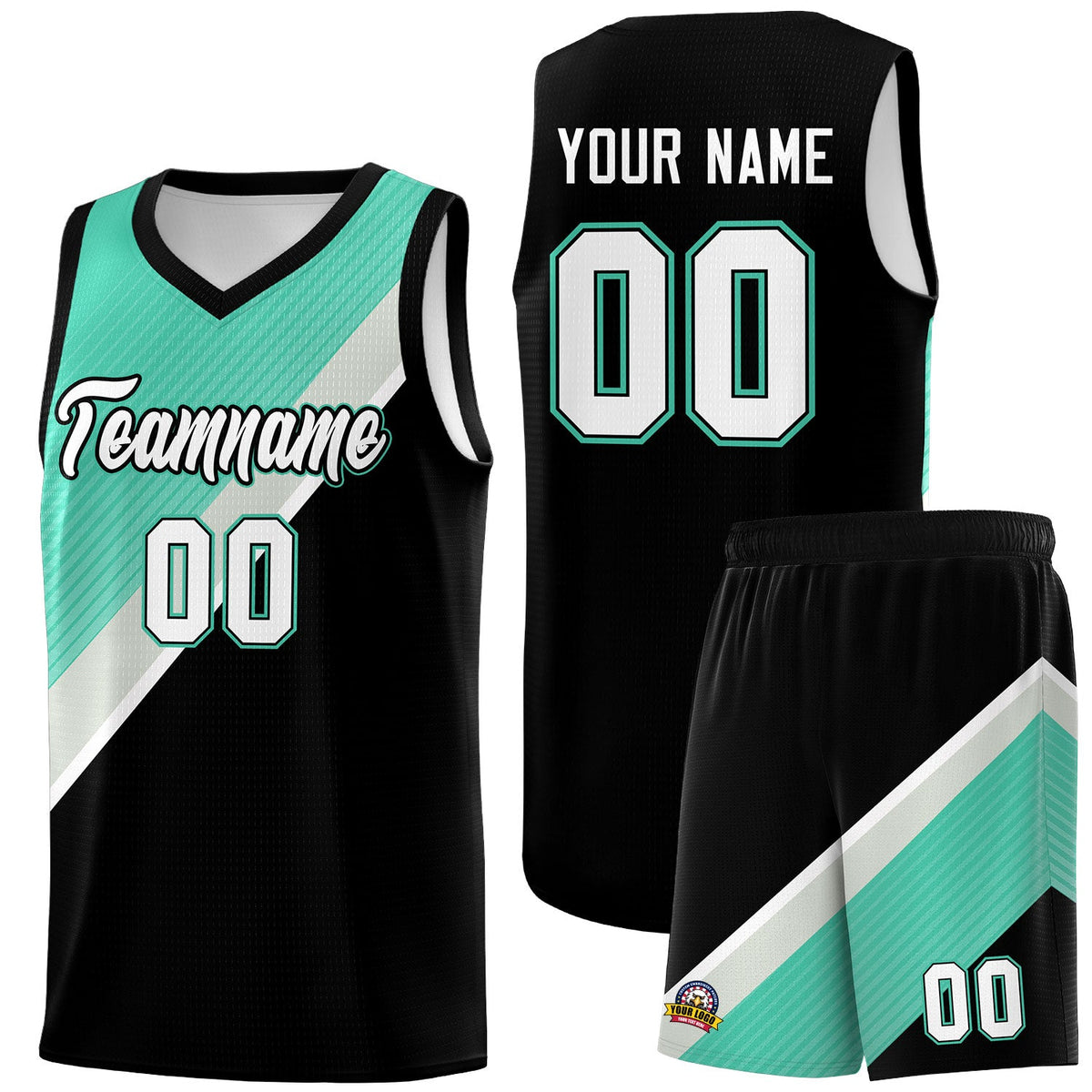 Custom Black Bright Green Gray Diagonal Stripes Color Block Sets Basketball Jersey | For Men,Perfect for Teams,Perfect for Coaches,Sublimation Printed,For Kid,For Youth | KXKSHOP