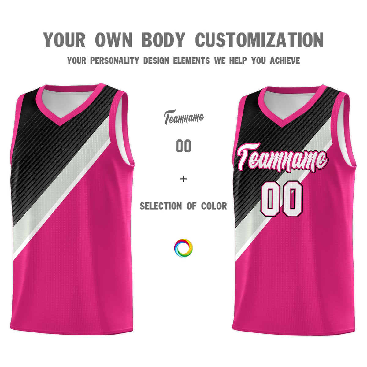 Custom Rose Red Sky Blue Black Gray Diagonal Stripes Color Block Sets Basketball Jersey | For Men,Perfect for Teams,Perfect for Coaches,Sublimation Printed,For Kid,For Youth | KXKSHOP