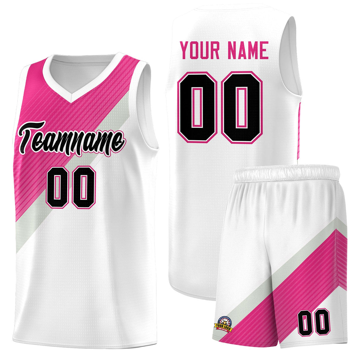 Custom White Rose Red Sky Blue Gray Diagonal Stripes Color Block Sets Basketball Jersey | For Men,Perfect for Teams,Perfect for Coaches,Sublimation Printed,For Kid,For Youth | KXKSHOP