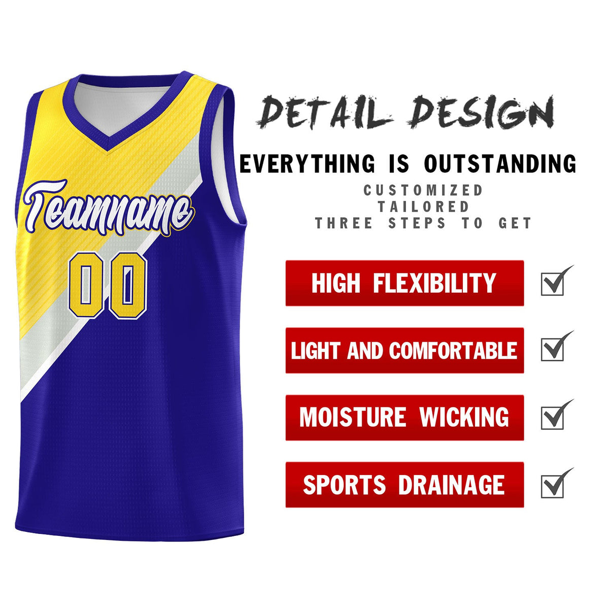 Custom Royal Gold Gray Diagonal Stripes Color Block Sets Basketball Jersey | For Men,Perfect for Teams,Perfect for Coaches,Sublimation Printed,For Kid,For Youth | KXKSHOP