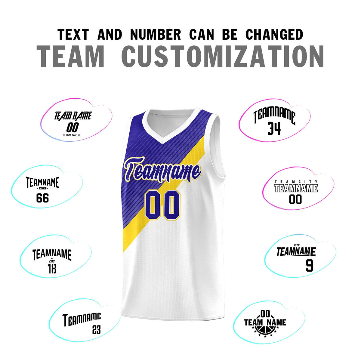 Custom White Royal Gold Diagonal Stripes Color Block Sets Basketball Jersey | For Men,Perfect for Teams,Perfect for Coaches,Sublimation Printed,For Kid,For Youth | KXKSHOP