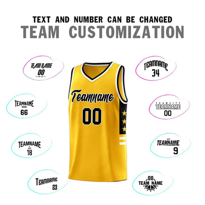 Custom Yellow Black-White Personalized Star Pattern Sports Uniform Basketball Jersey