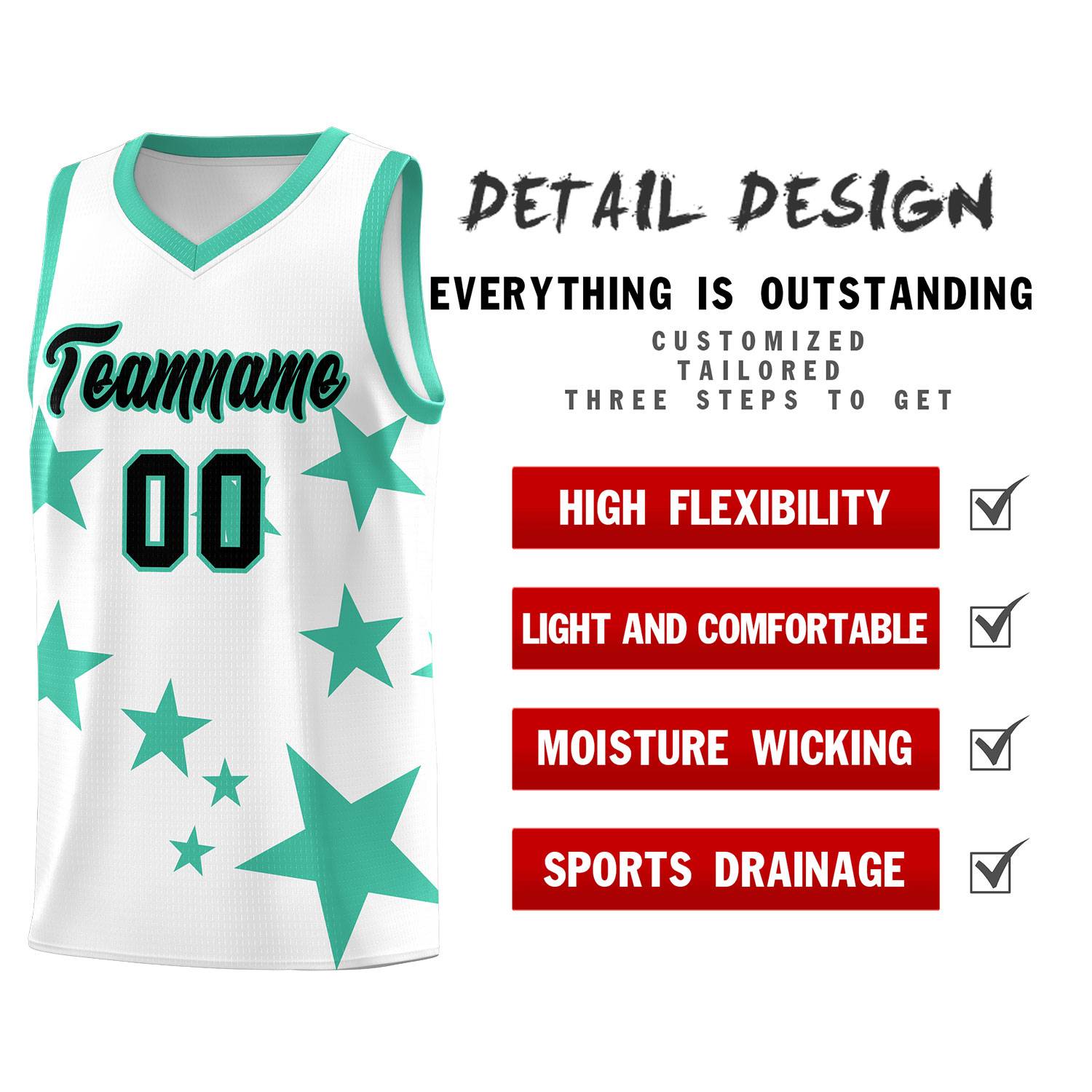 Custom White Bright Green Graffiti Pattern Star Print Basketball Kits Sets