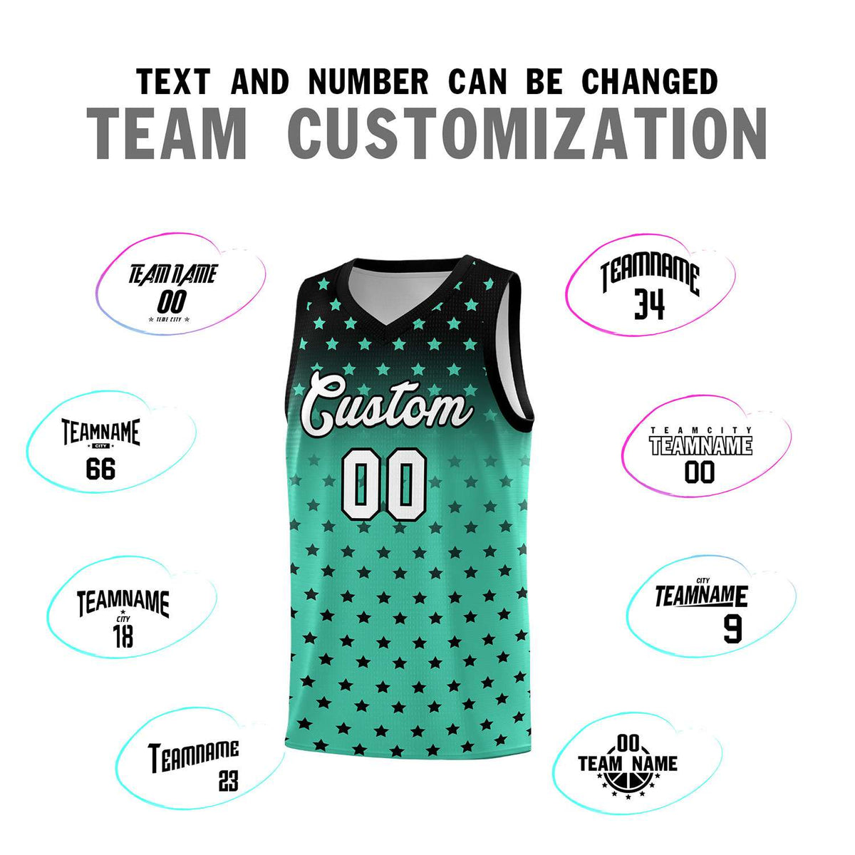 Custom Black Bright Green Gradient Start Pattern Basketball Jersey Sets