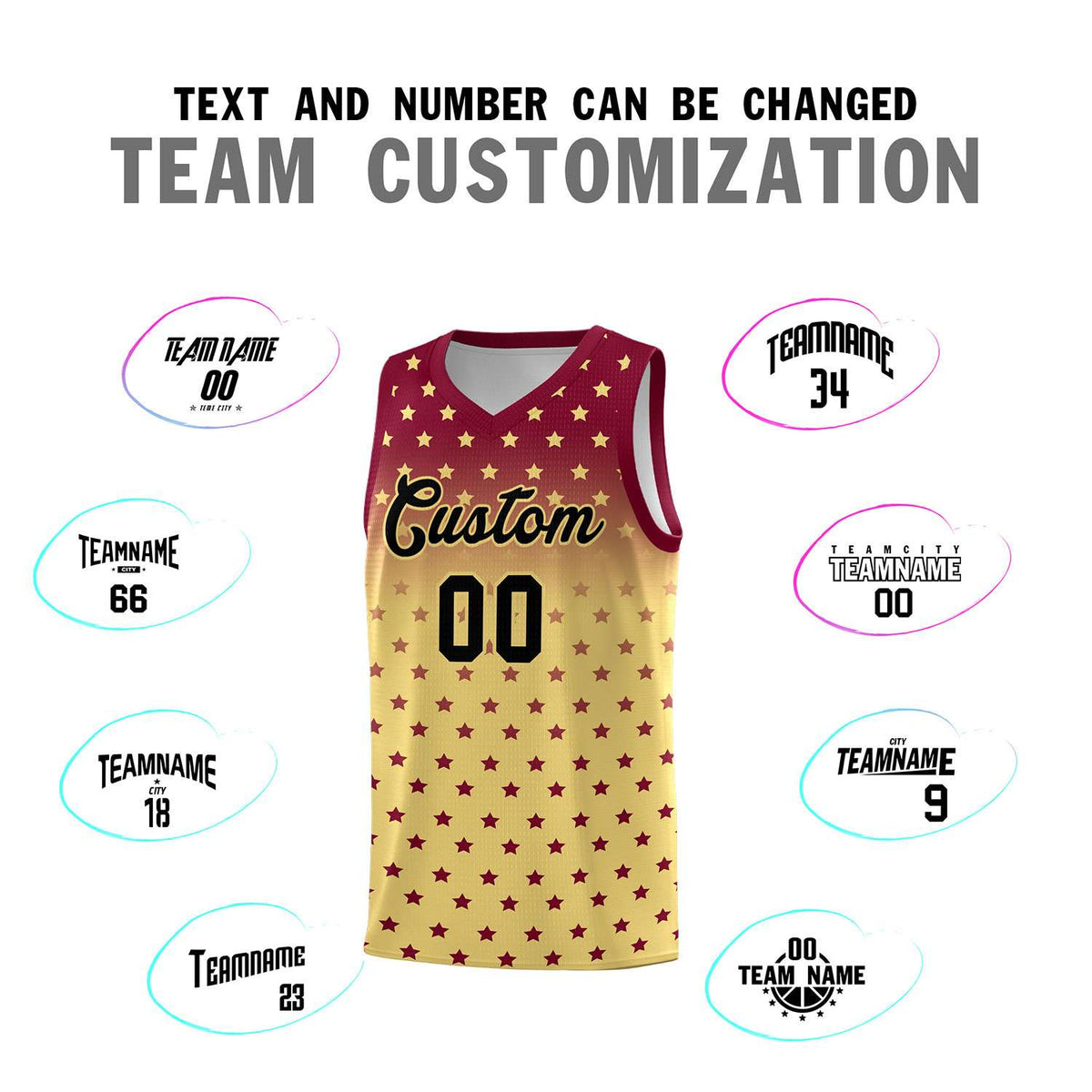 Custom Crimson Khaki Gradient Start Pattern Basketball Jersey Sets