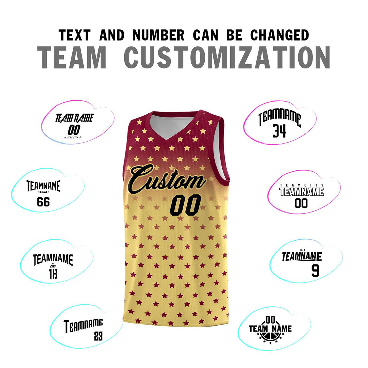 Custom Crimson Khaki Gradient Start Pattern Basketball Jersey Sets
