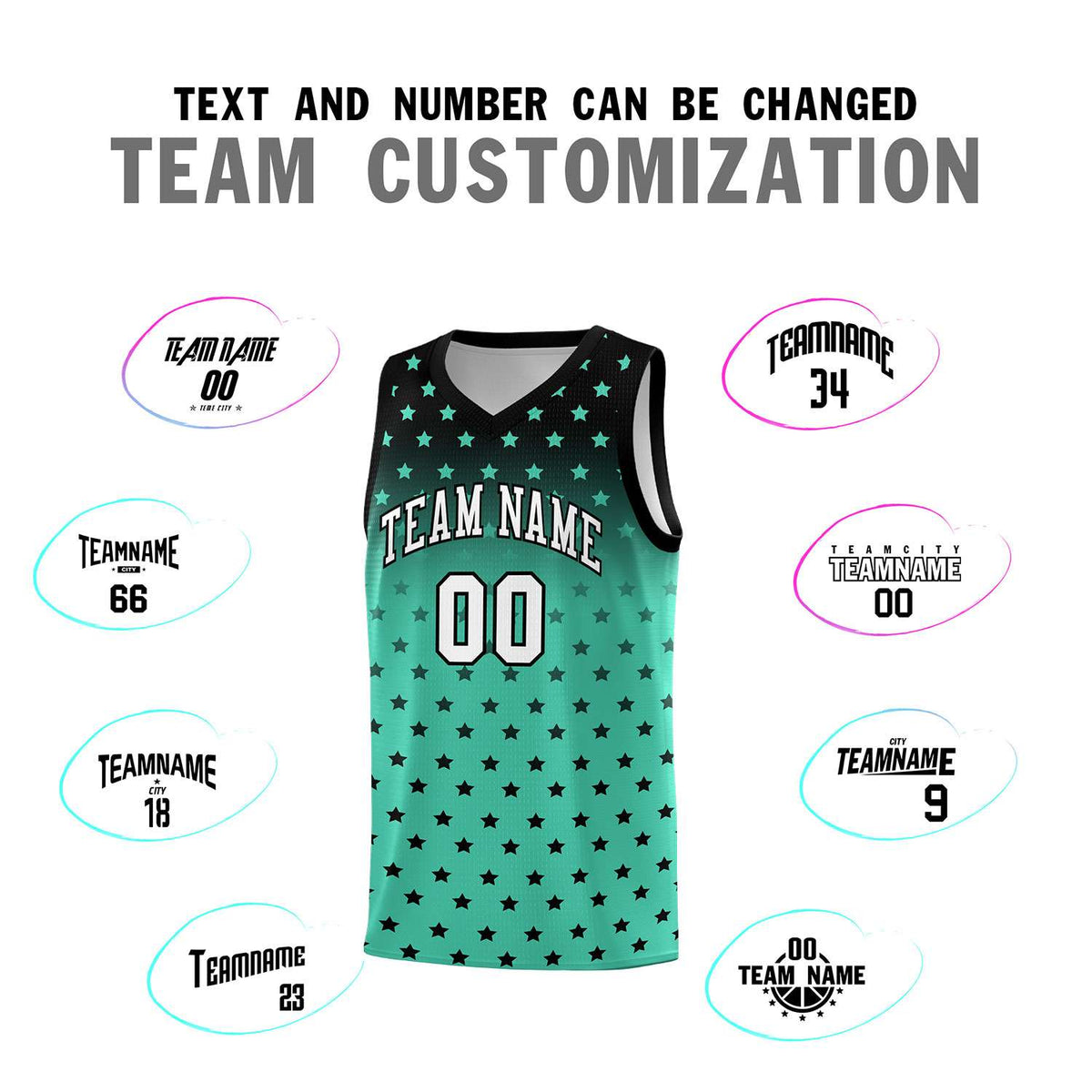 Custom Black Bright Green Gradient Start Pattern Basketball Jersey Sets