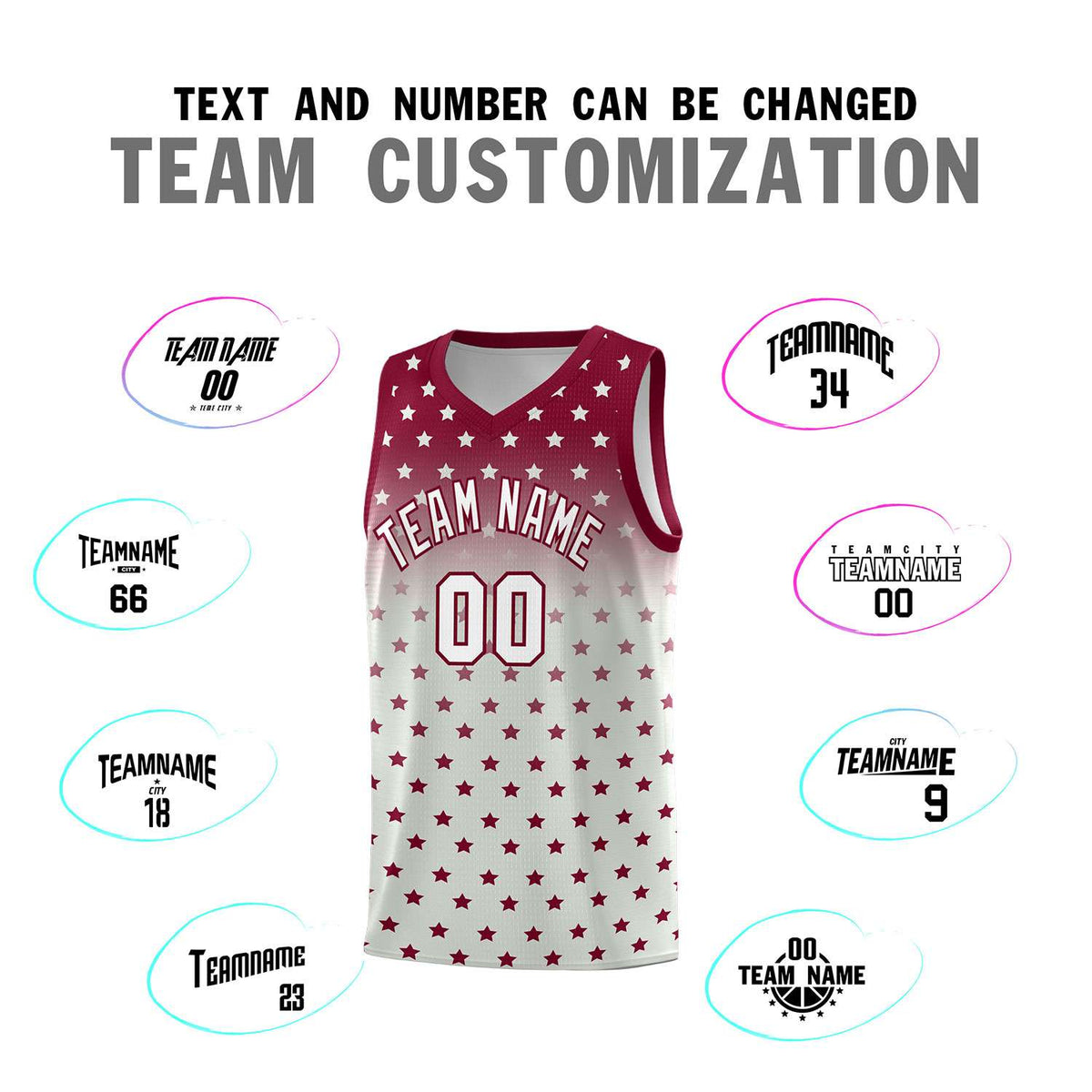 Custom Crimson Gray Gradient Start Pattern Basketball Jersey Sets