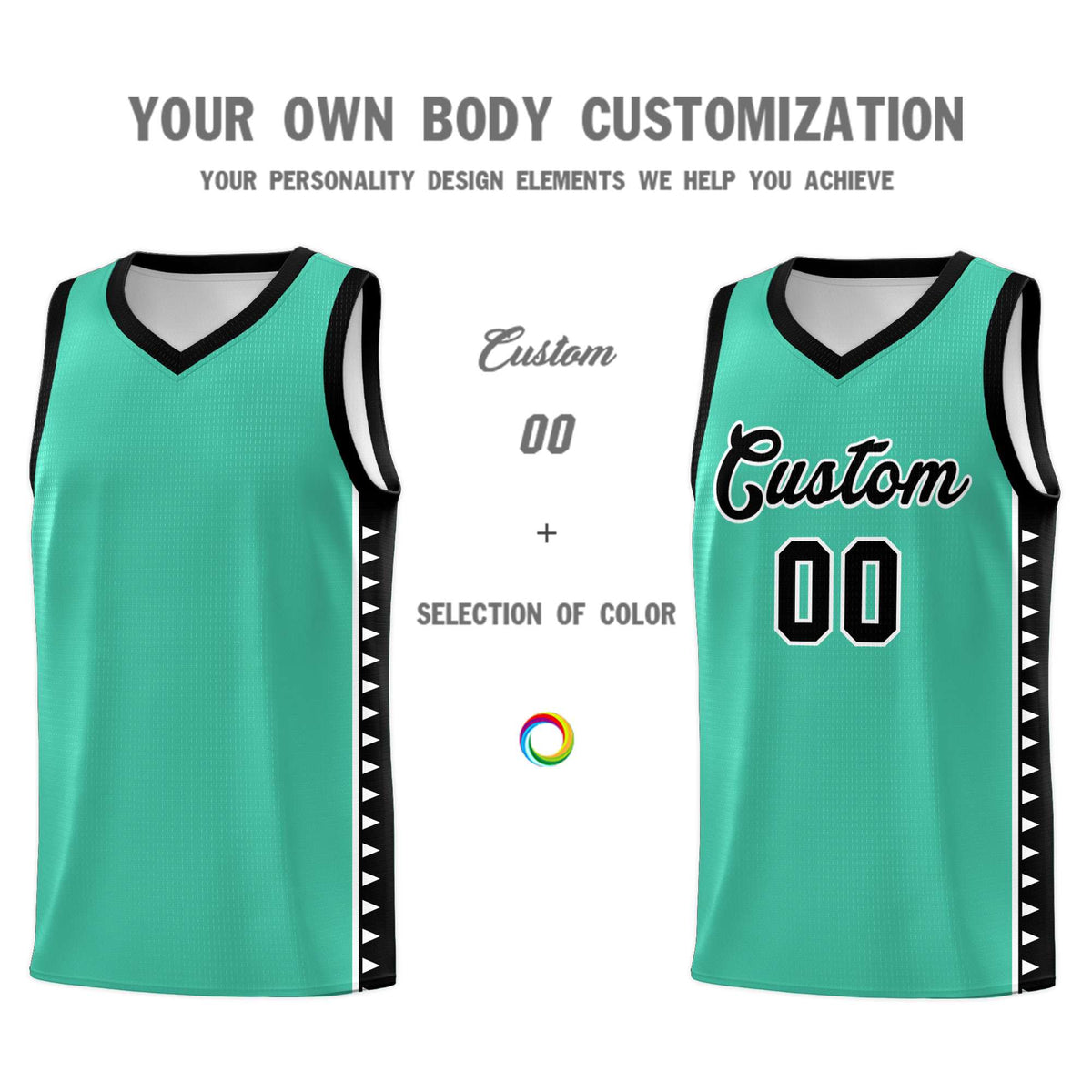 Custom Bright Green Black Basketball Kits With Side Zigzag Pattern