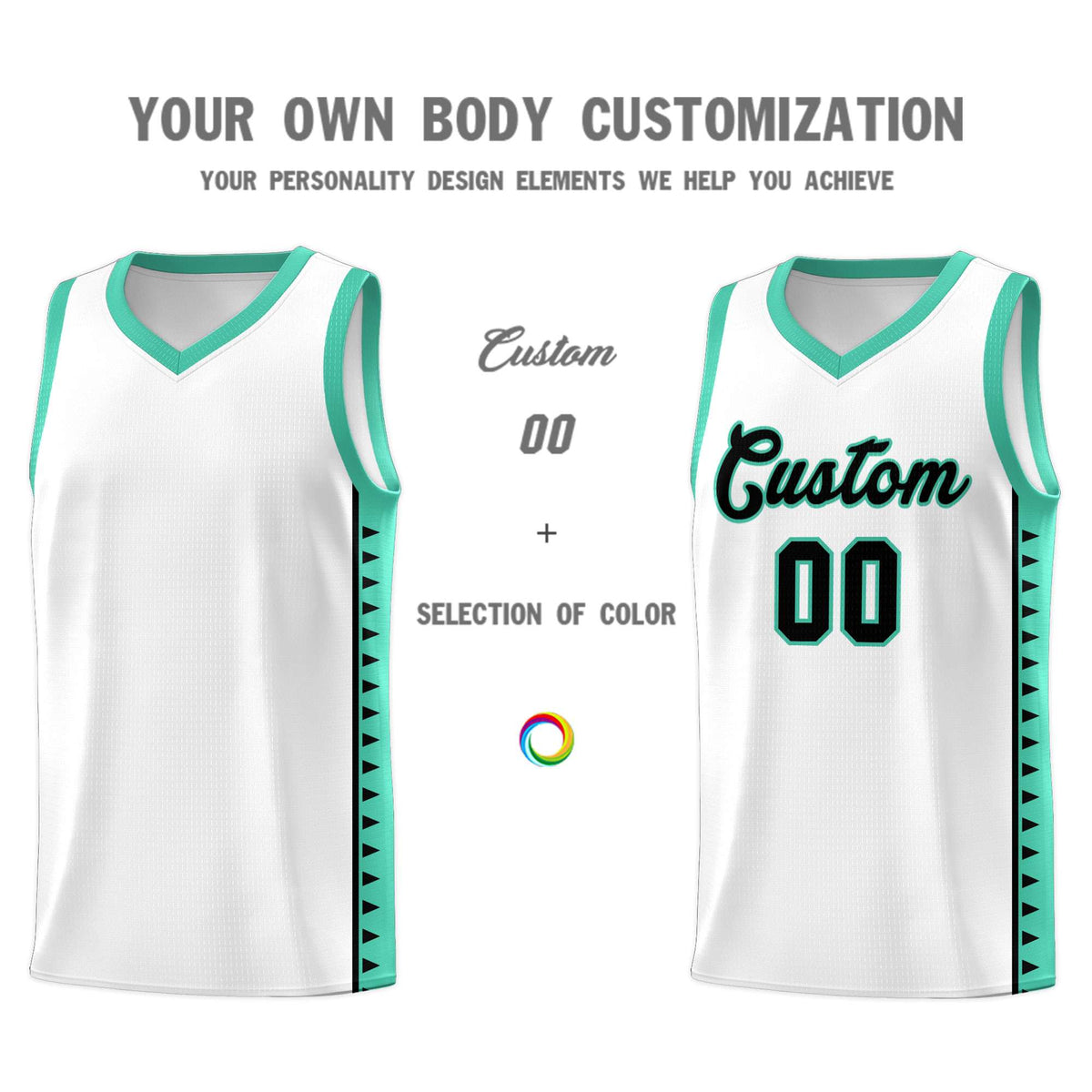 Custom White Bright Green Basketball Kits With Side Zigzag Pattern