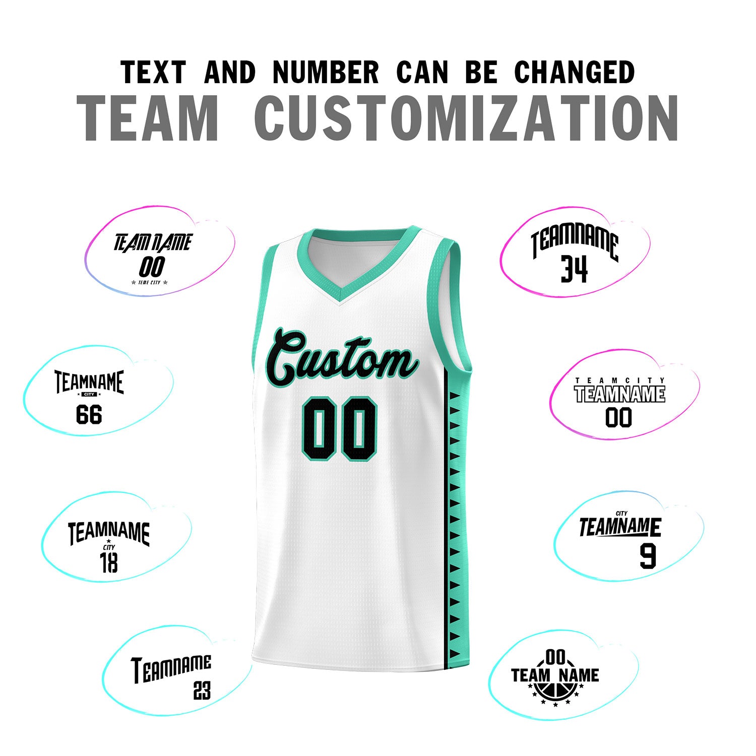 Custom White Bright Green Basketball Kits With Side Zigzag Pattern
