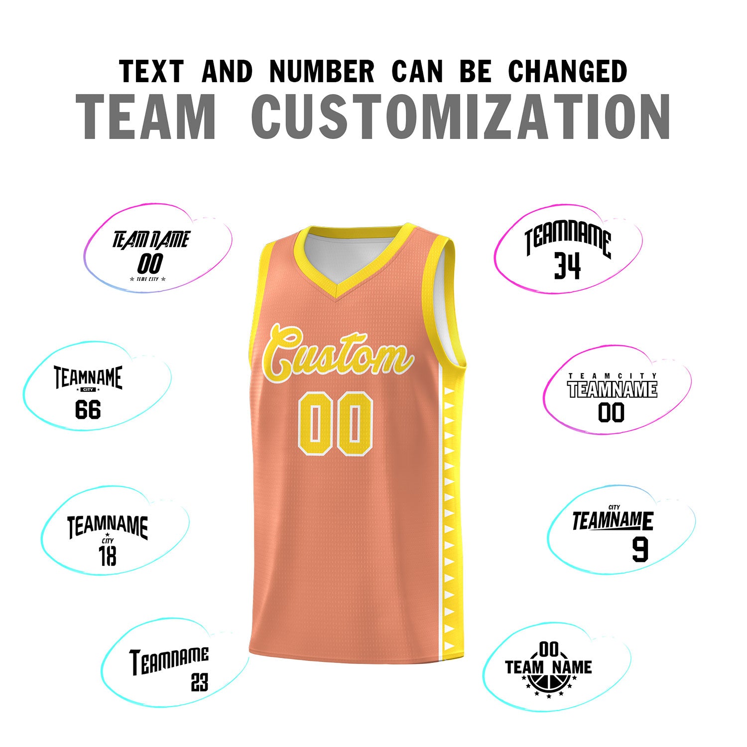 Custom Light Orange Gold Basketball Kits With Side Zigzag Pattern