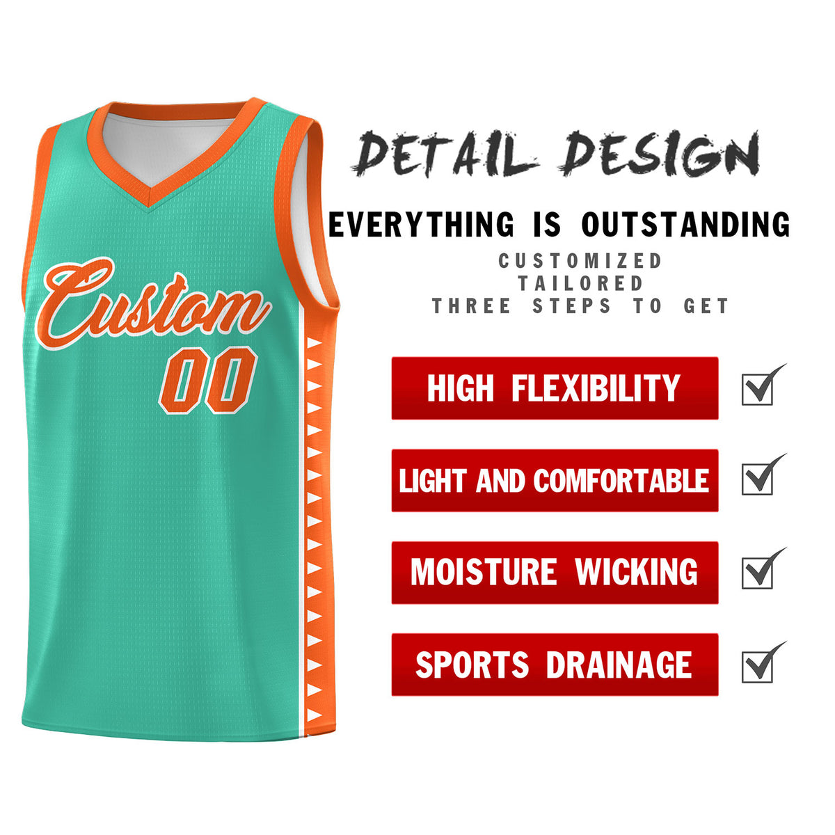 Custom Bright Green Orange Basketball Kits With Side Zigzag Pattern