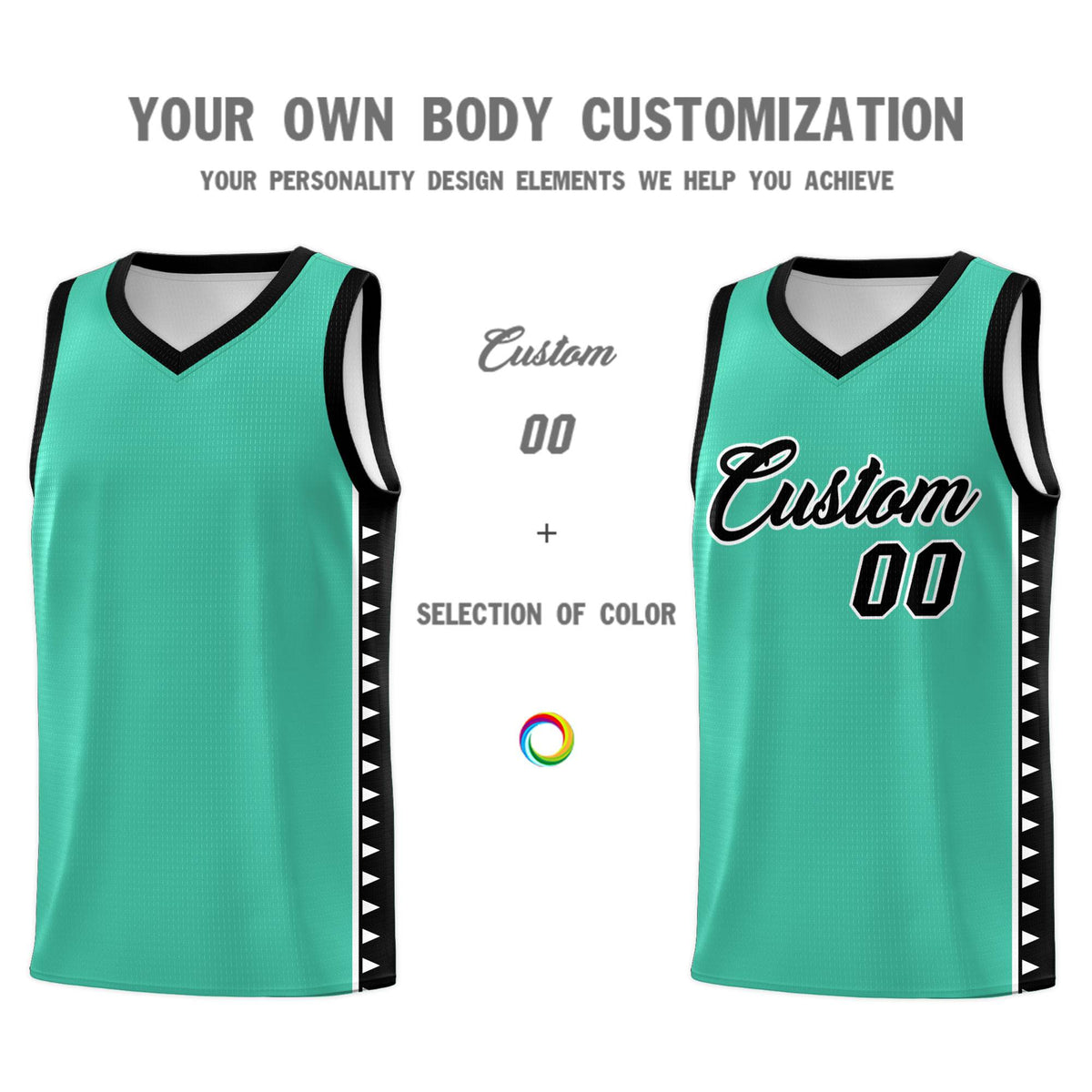 Custom Bright Green Black Basketball Kits With Side Zigzag Pattern