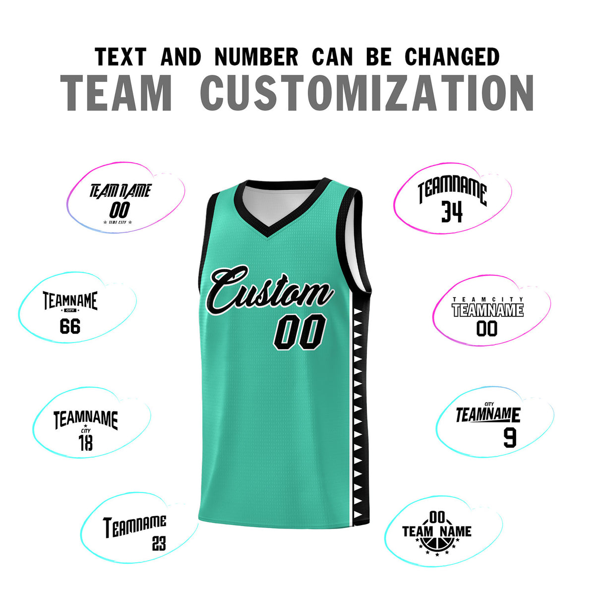 Custom Bright Green Black Basketball Kits With Side Zigzag Pattern