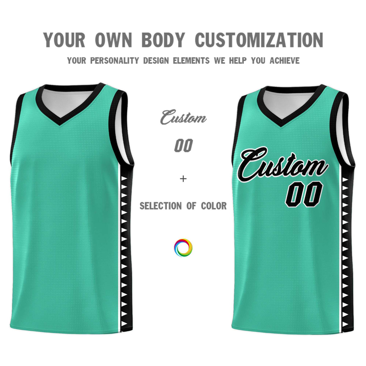 Custom Bright Green Black Basketball Kits With Side Zigzag Pattern