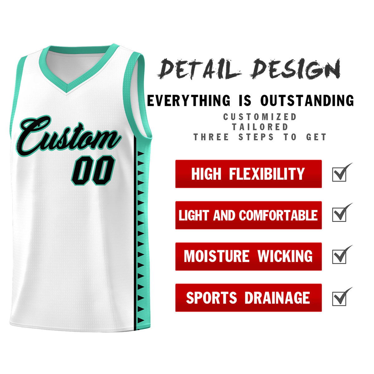 Custom White Bright Green Basketball Kits With Side Zigzag Pattern