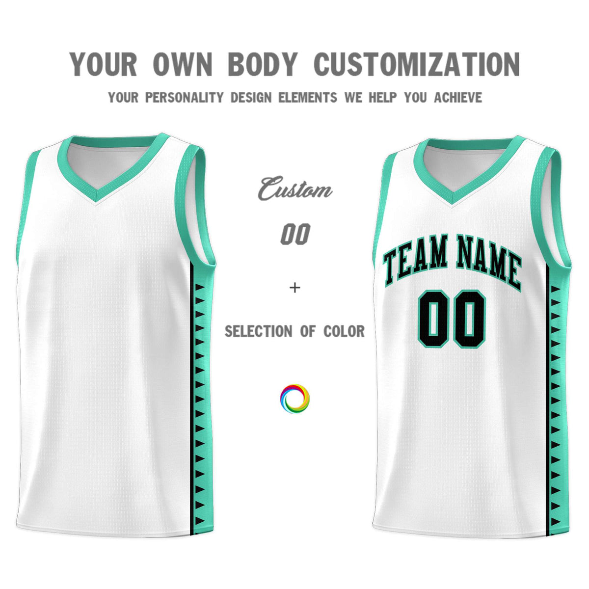 Custom White Bright Green Basketball Kits With Side Zigzag Pattern
