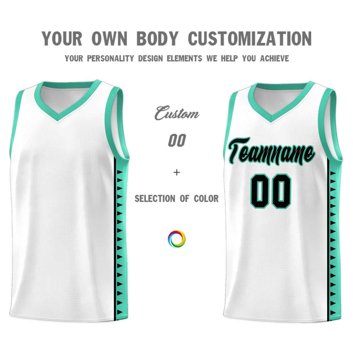 Custom White Bright Green Basketball Kits With Side Zigzag Pattern