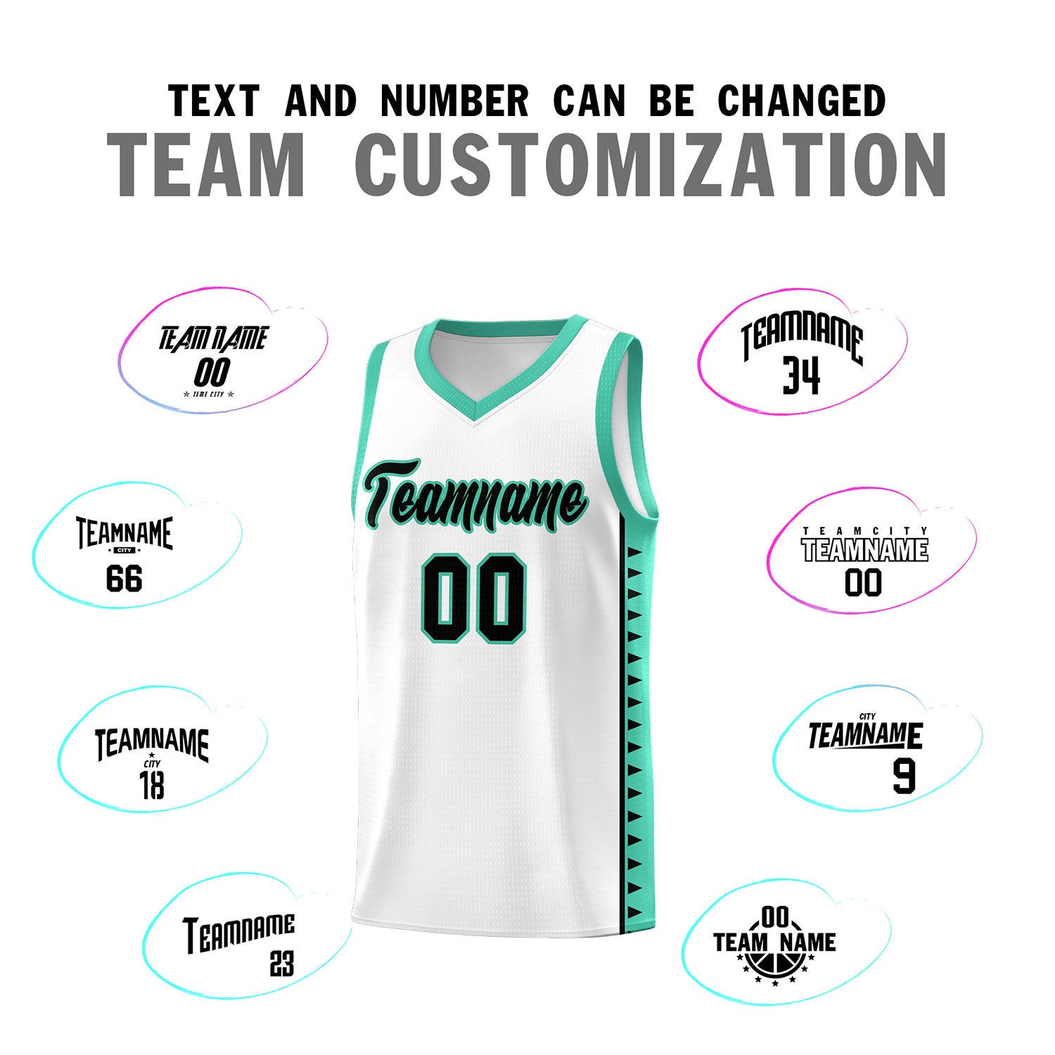 Custom White Bright Green Basketball Kits With Side Zigzag Pattern