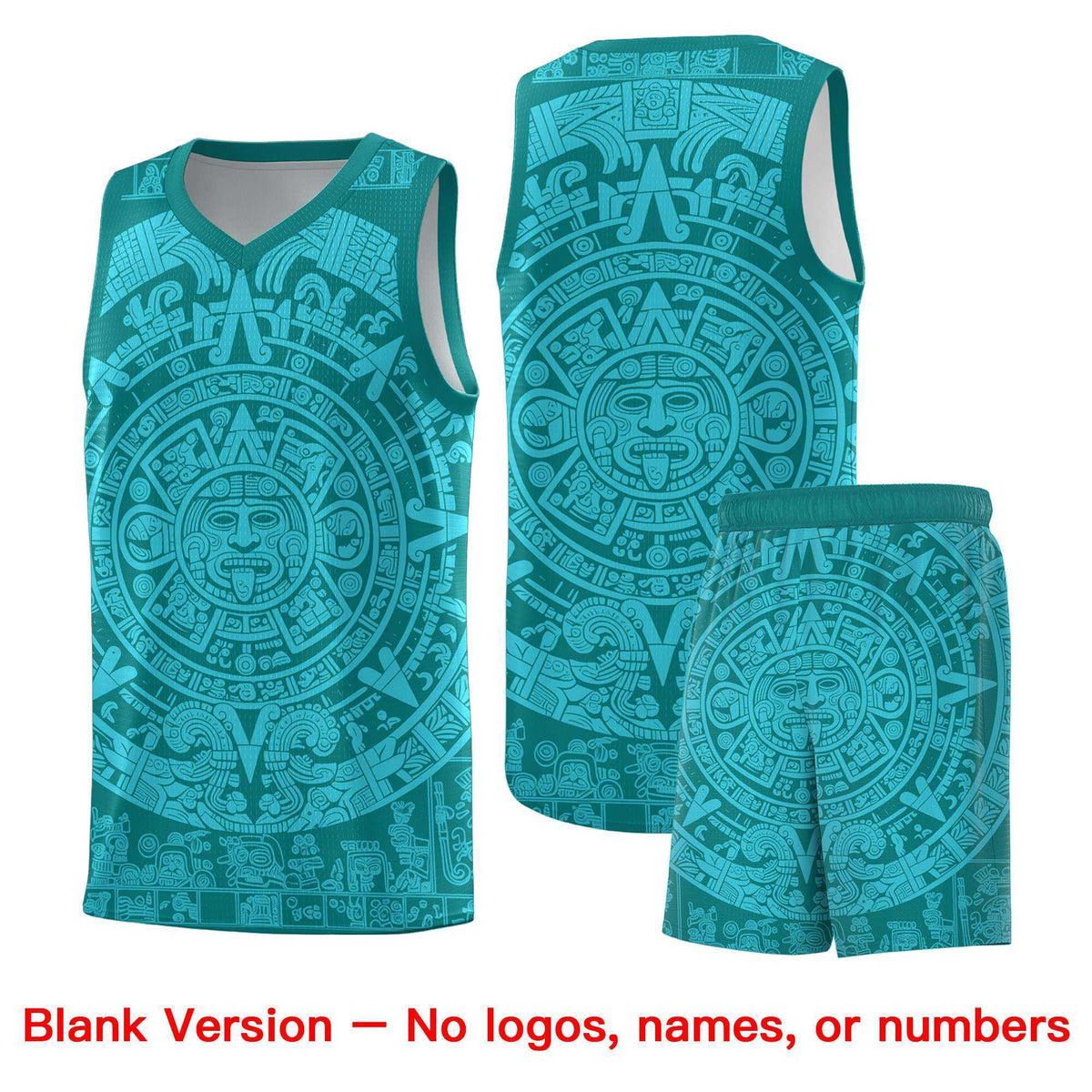 Custom Youth Basketball Jerseys Aqua Aztec Sun Stone Personalized Uniform