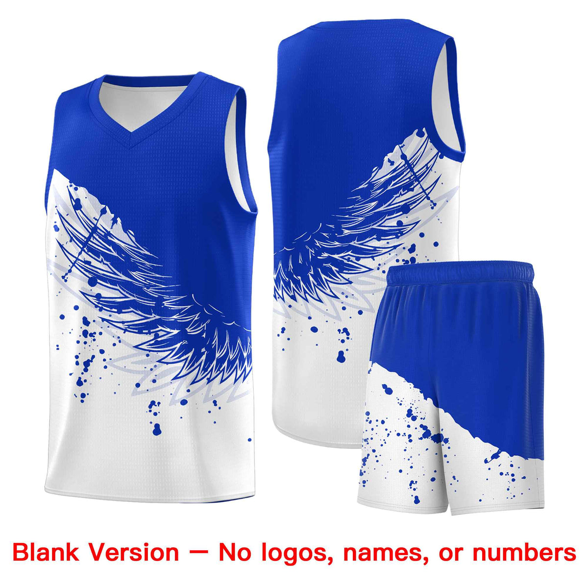 Custom White Royal Wing Pattern Sports Uniform Basketball Jersey| KXKSHOP