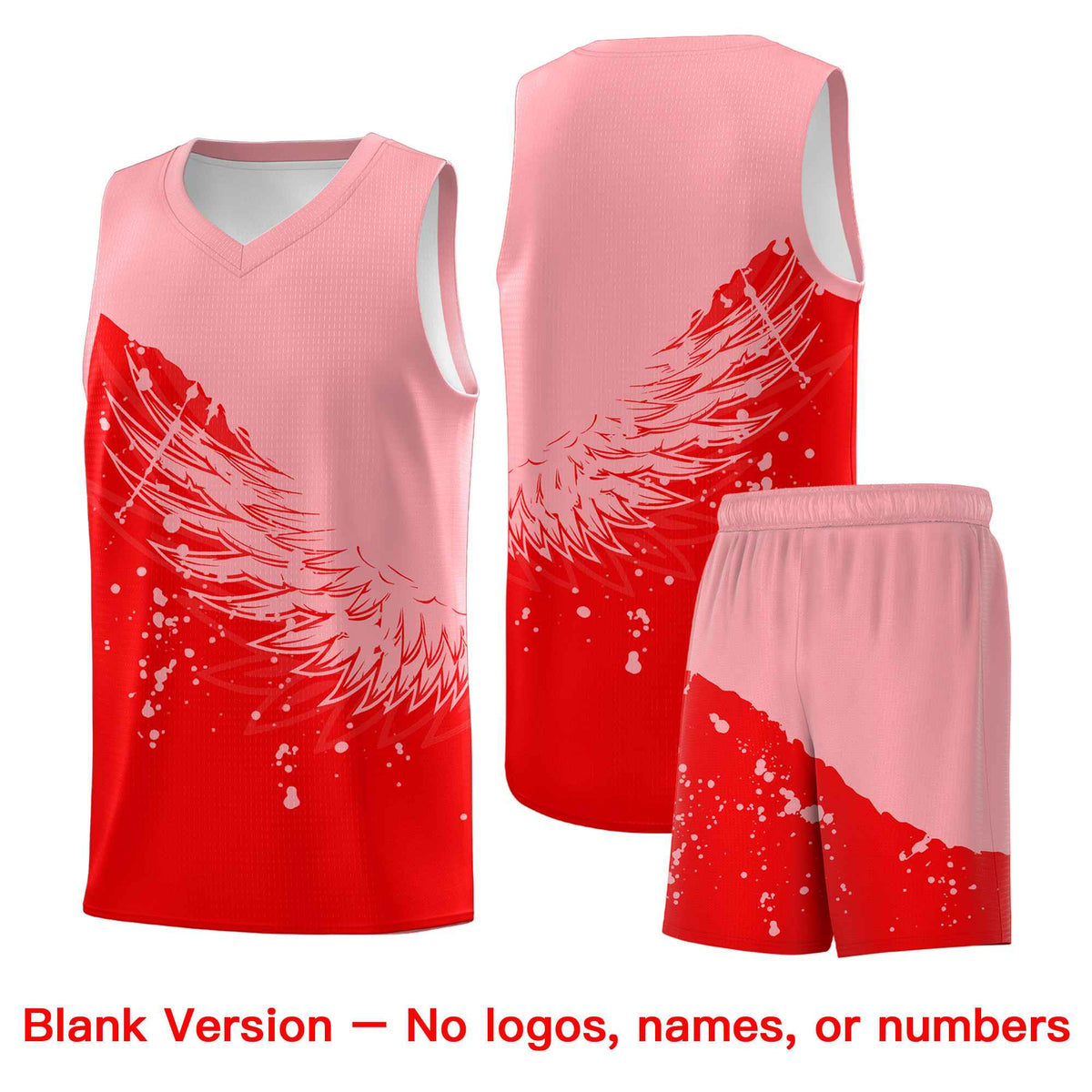 Custom Light Red Light Pink Wing Pattern Sports Uniform Basketball Jersey| KXKSHOP