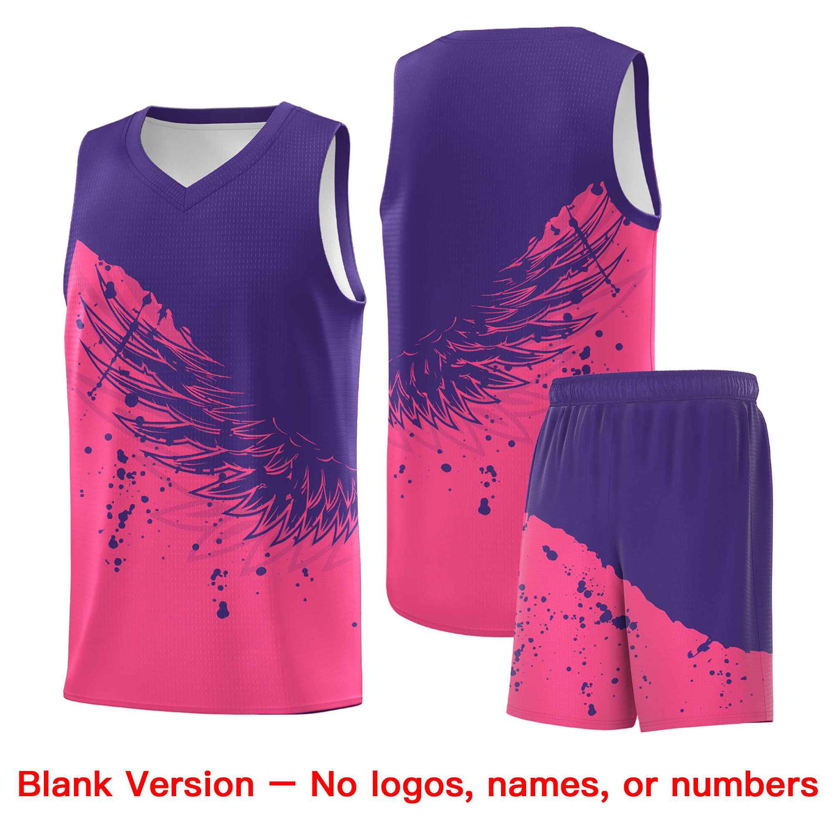 Custom Pink Purple Wing Pattern Sports Uniform Basketball Jersey| KXKSHOP