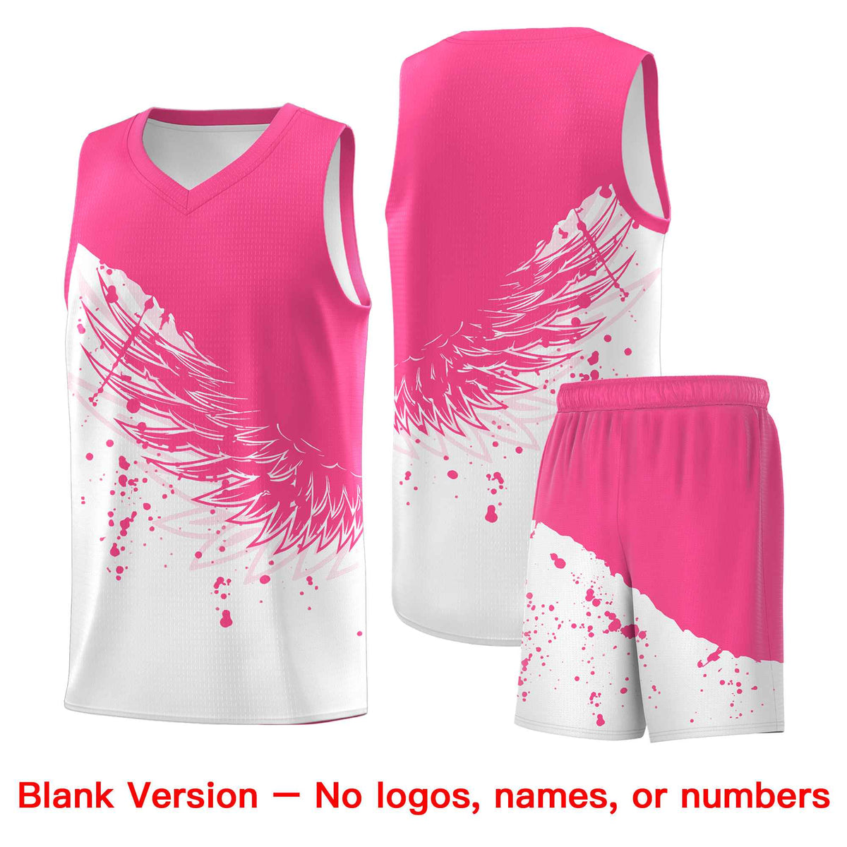 Custom White Pink Wing Pattern Sports Uniform Basketball Jersey| KXKSHOP