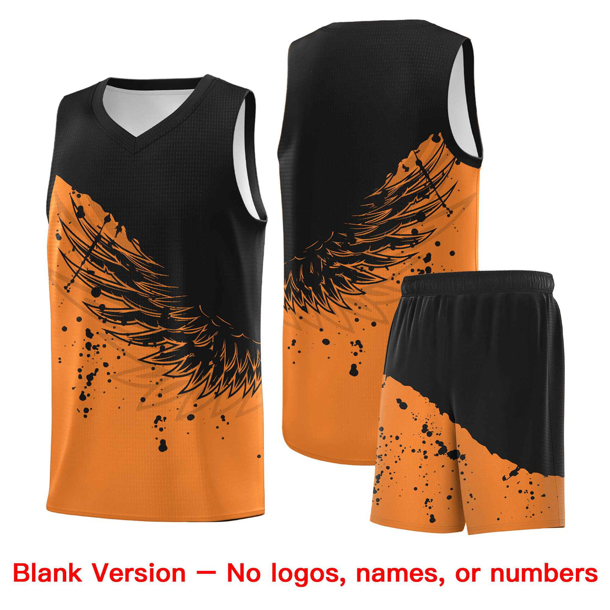 Custom Gold Orange Black Wing Pattern Sports Uniform Basketball Jersey| KXKSHOP