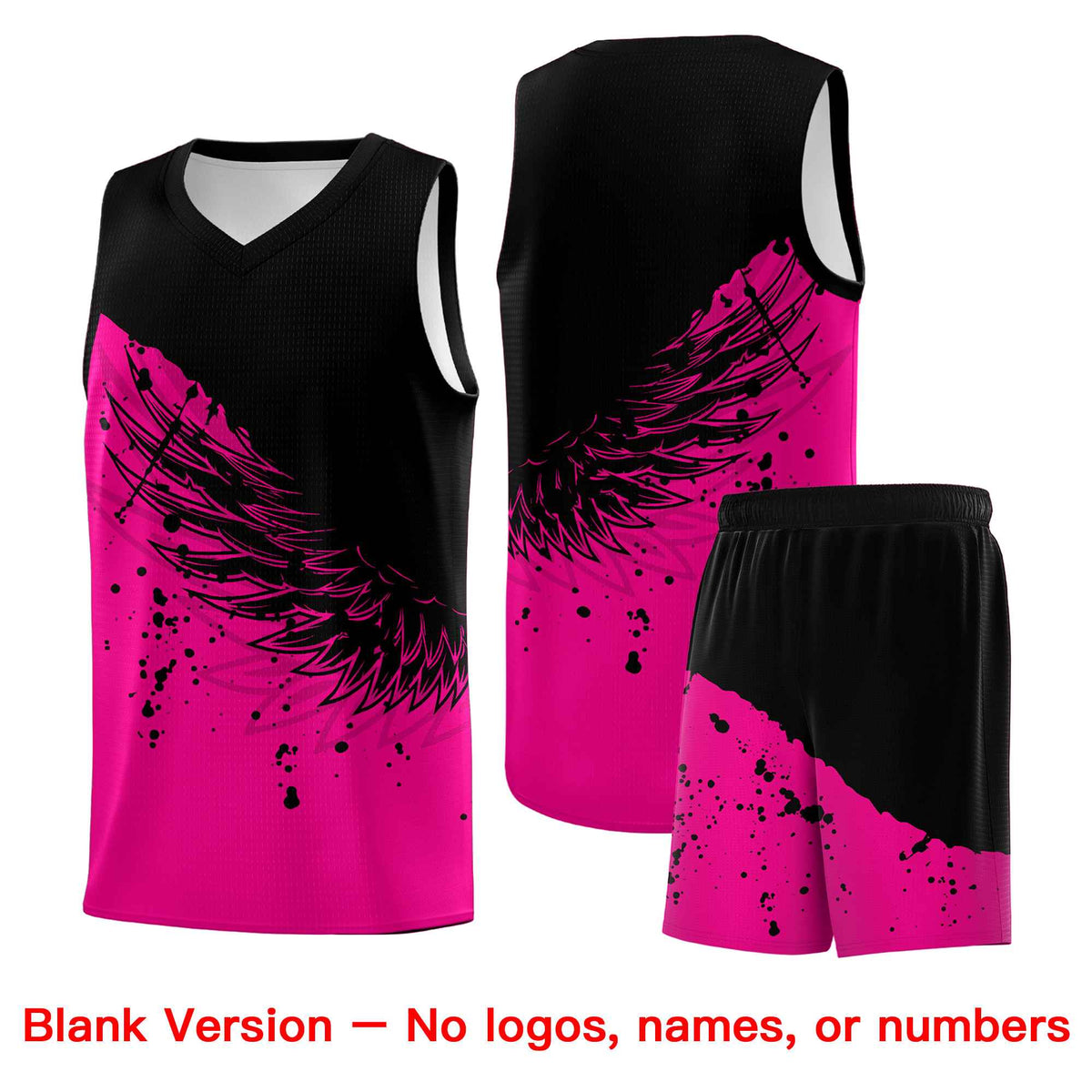 Custom Pink Black Wing Pattern Sports Uniform Basketball Jersey| KXKSHOP