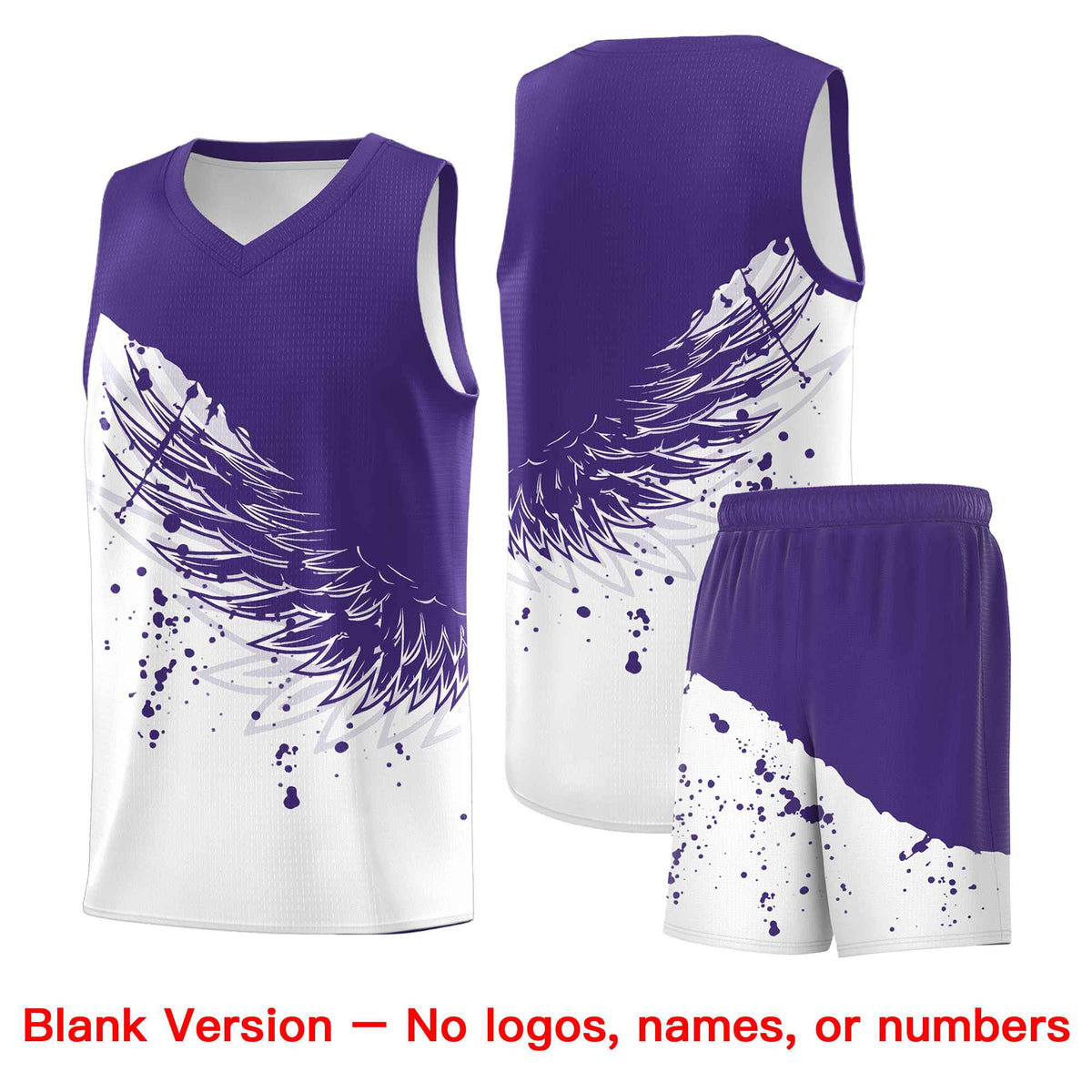 Custom White Purple Wing Pattern Sports Uniform Basketball Jersey| KXKSHOP