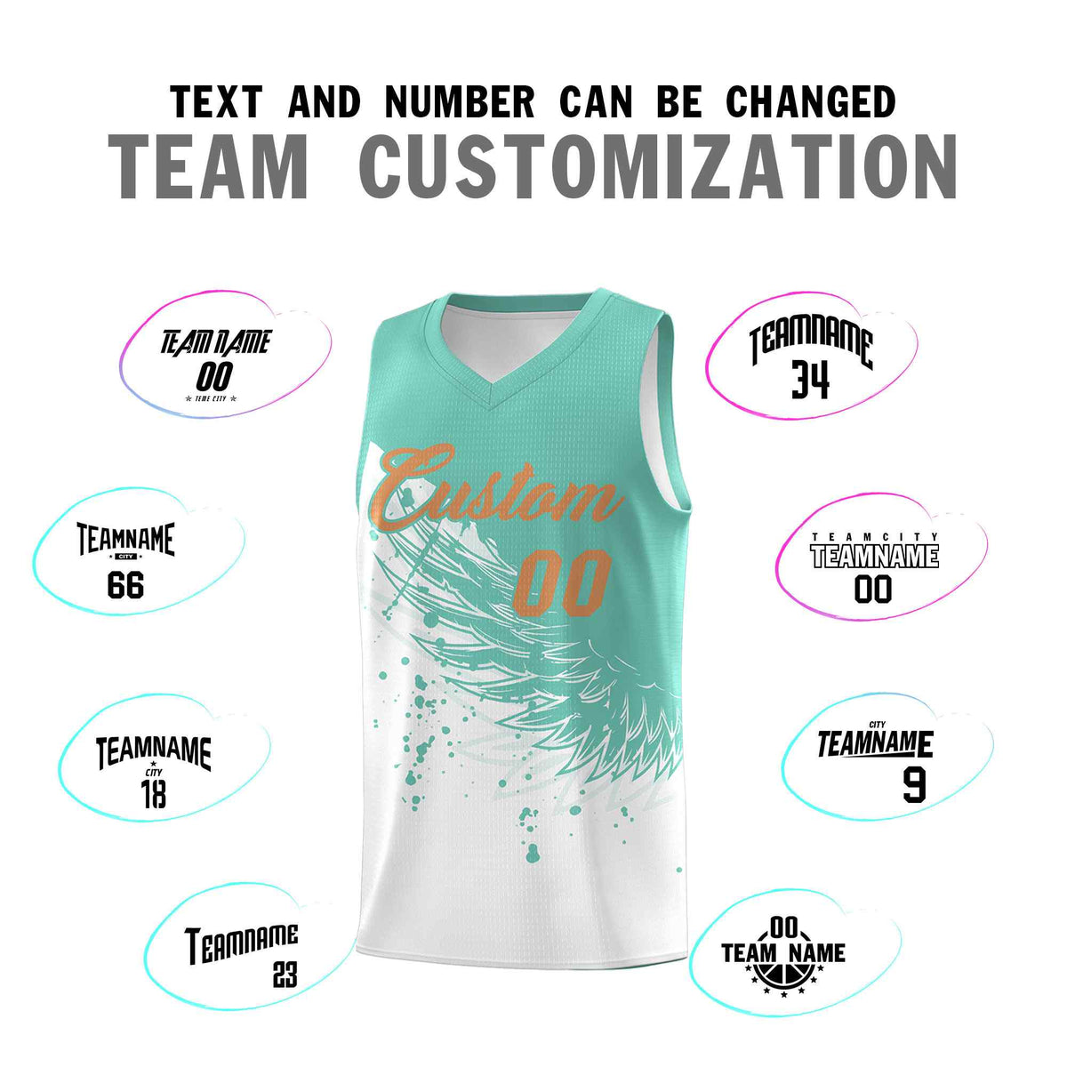 Custom White Bright Green Wing Pattern Sports Uniform Basketball Jersey| KXKSHOP