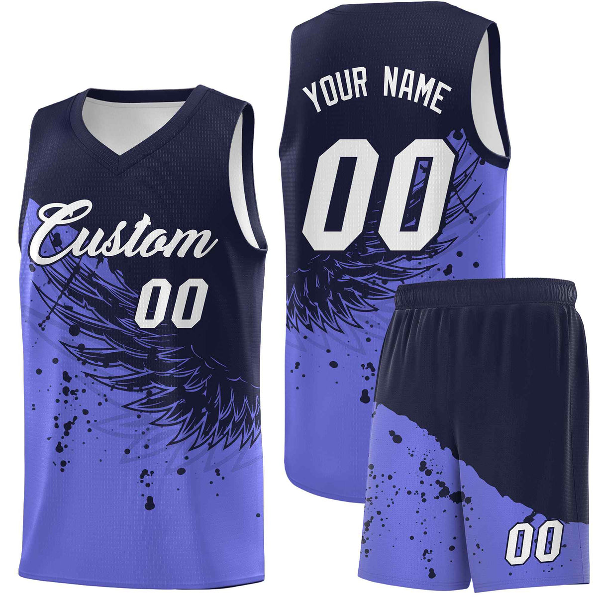Custom Purple Navy Wing Pattern Sports Uniform Basketball Jersey| KXKSHOP