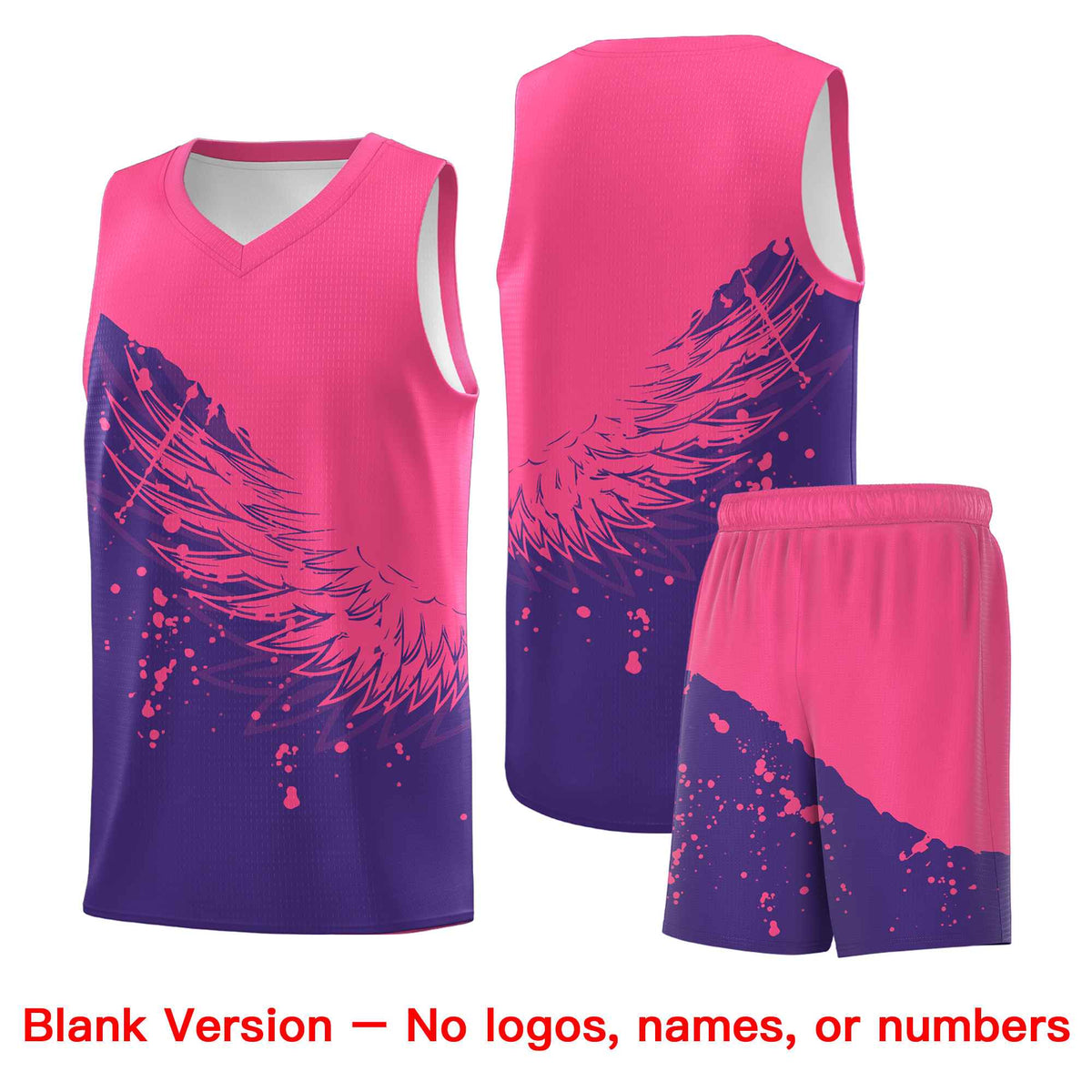 Custom Purple Pink Wing Pattern Sports Uniform Basketball Jersey