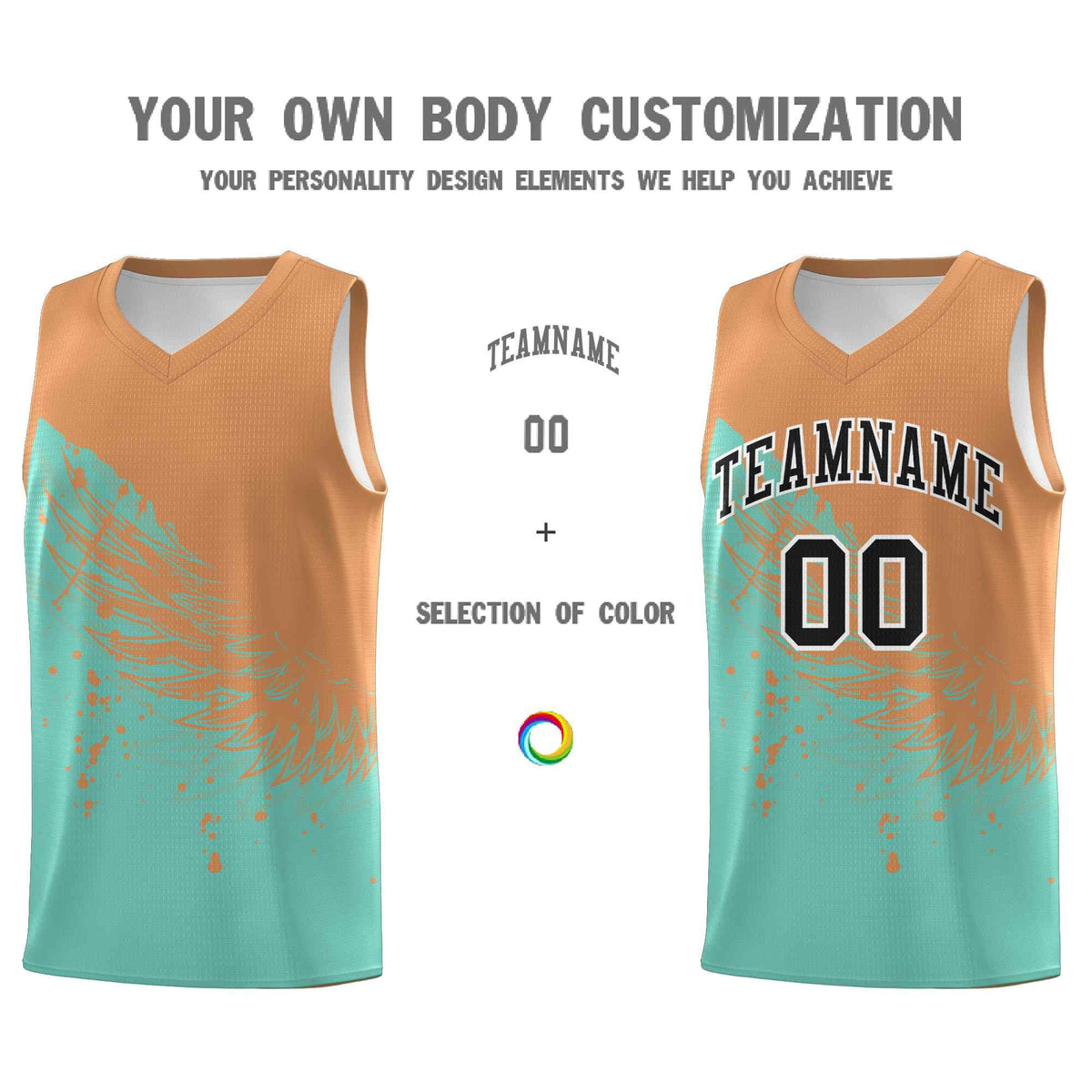 Custom Bright Green Buckskin Brown Wing Pattern Sports Uniform Basketball Jersey